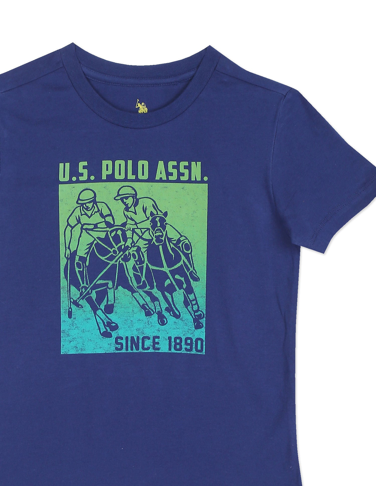 Boys Blue Crew Neck Brand Print Shirt Blue - U.S. POLO ASSN. | Large