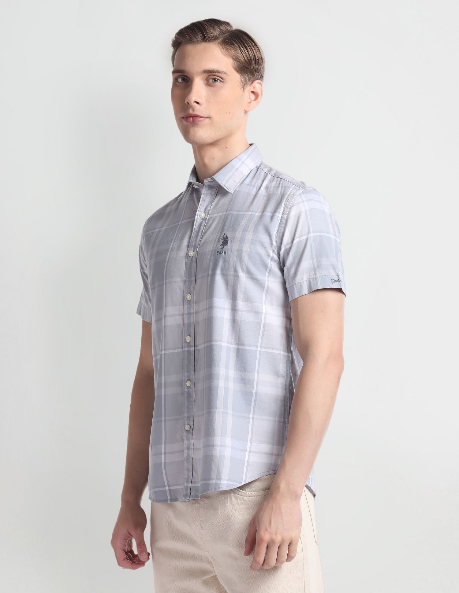Tartan Check Twill Shirt Grey - U.S. Polo Assn. India | Large