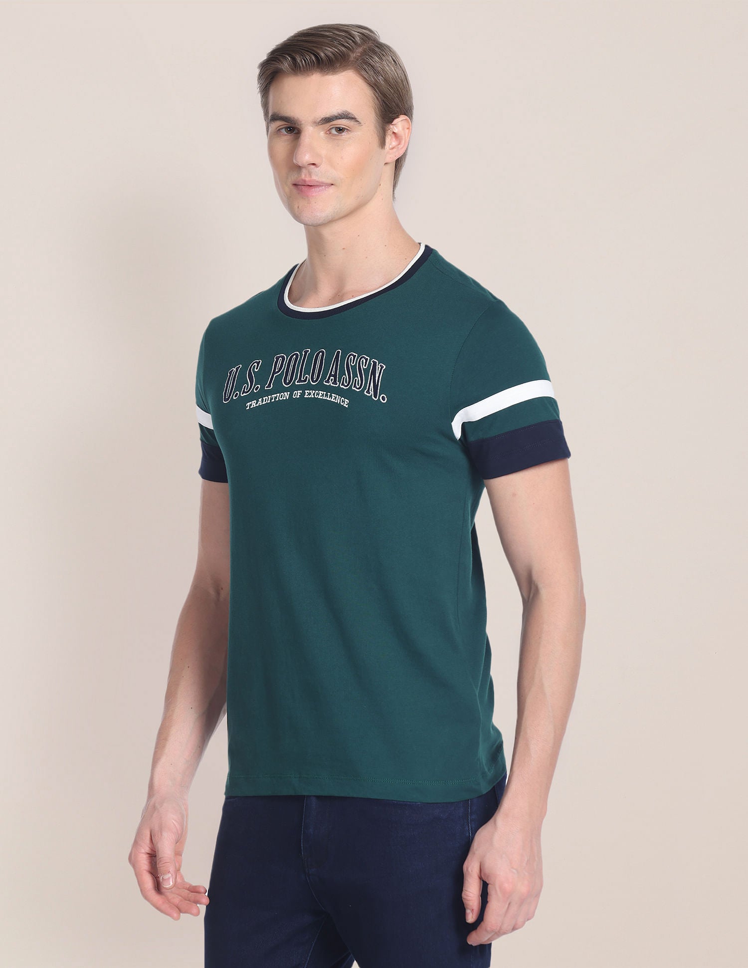 Embroidered Slim Fit T-Shirt Dark Olive - U.S. POLO ASSN. | Large