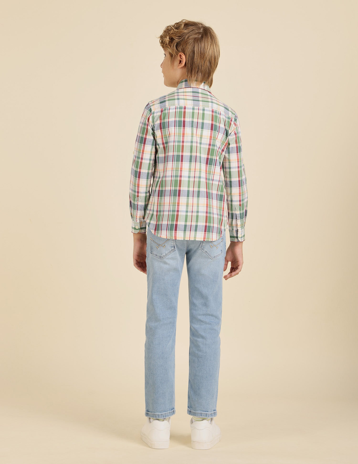 Boys Plaid Checked Regular Fit Shirt Olive - U.S. POLO ASSN. | Large