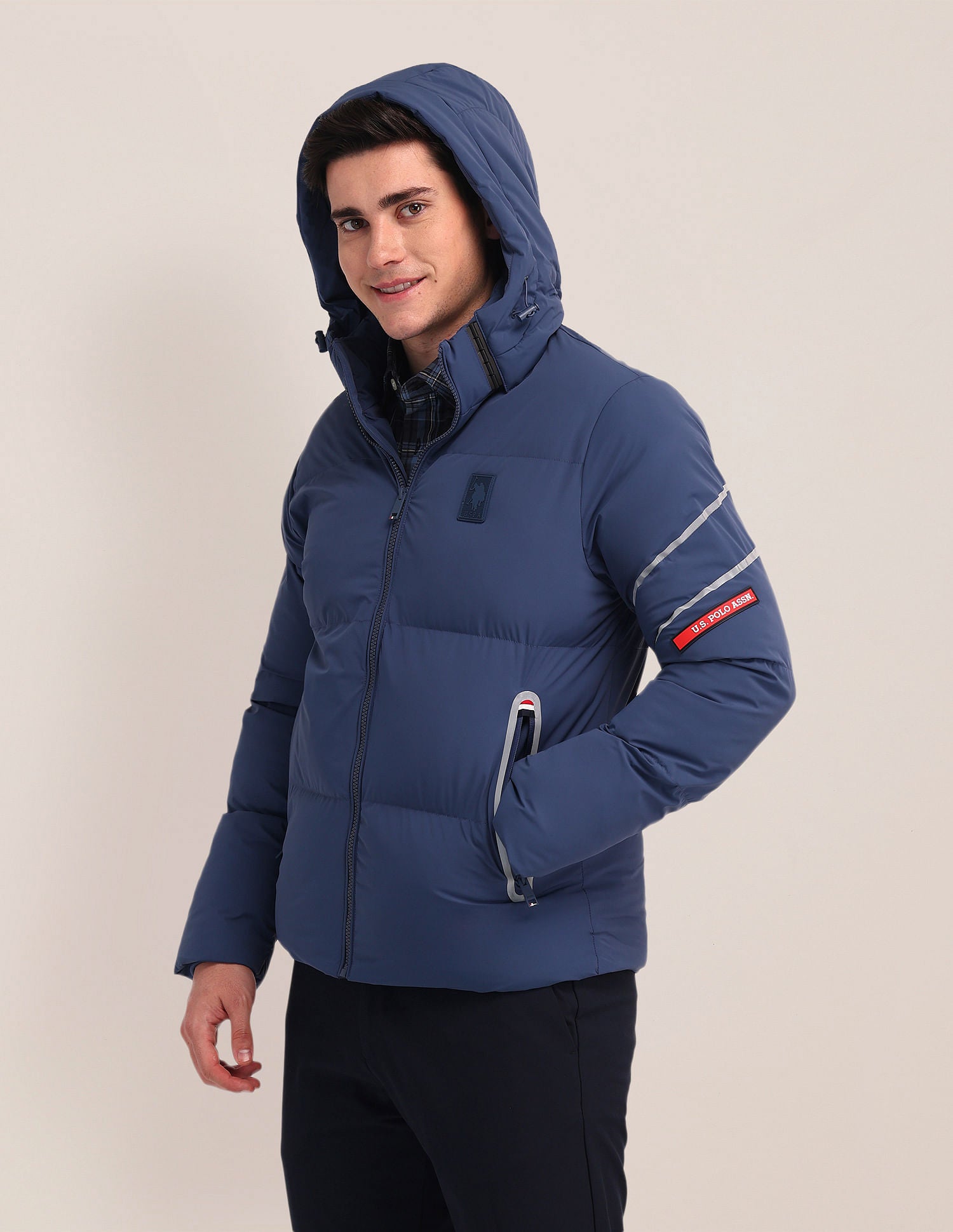 Detachable Hood Padded Jacket Blue - U.S. Polo Assn. India | Large