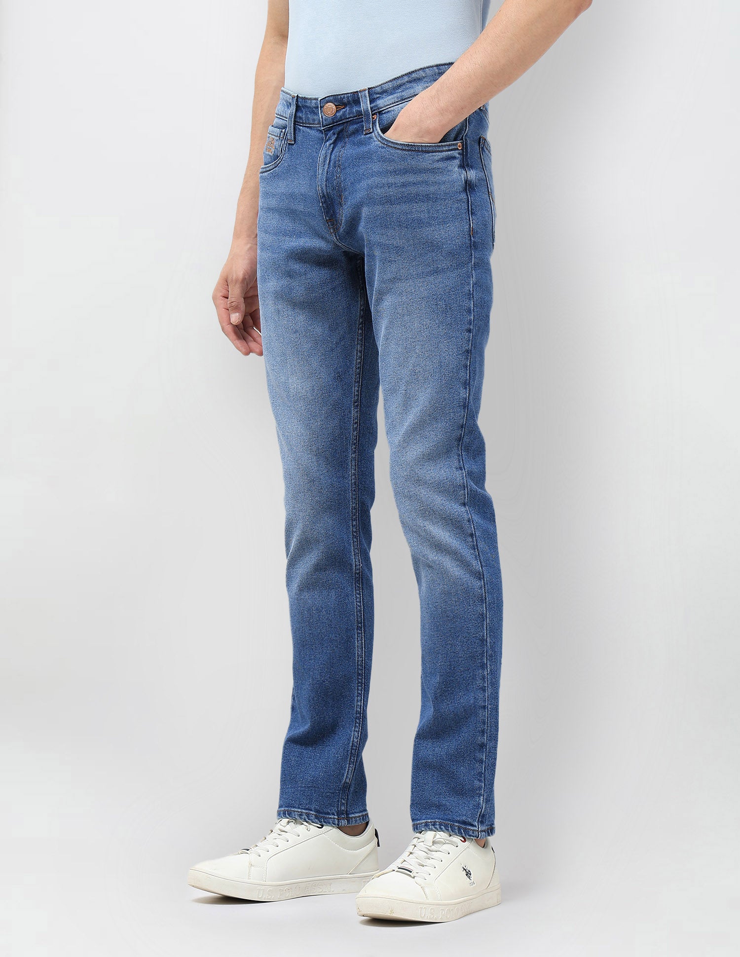 Brandon Slim Tapered Fit Blue Jeans Med Blue - U.S. POLO ASSN. | Large