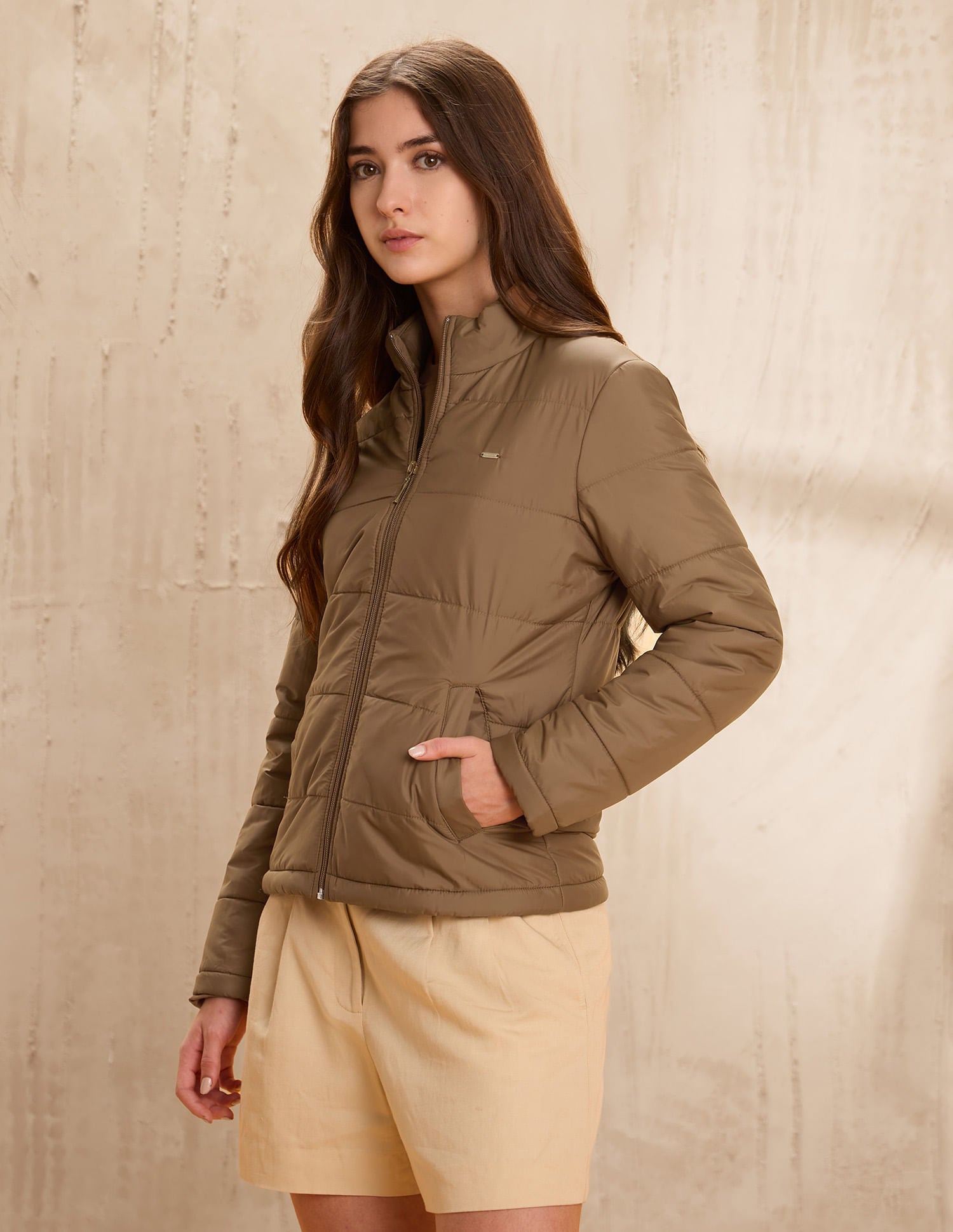 Skinny Fit Solid Padded Jacket Brown - U.S. POLO ASSN. | Large