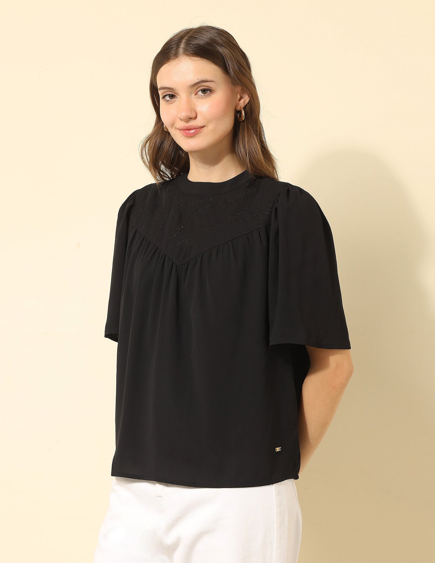 Yoke Embroidered Top Black - U.S. POLO ASSN. | Large