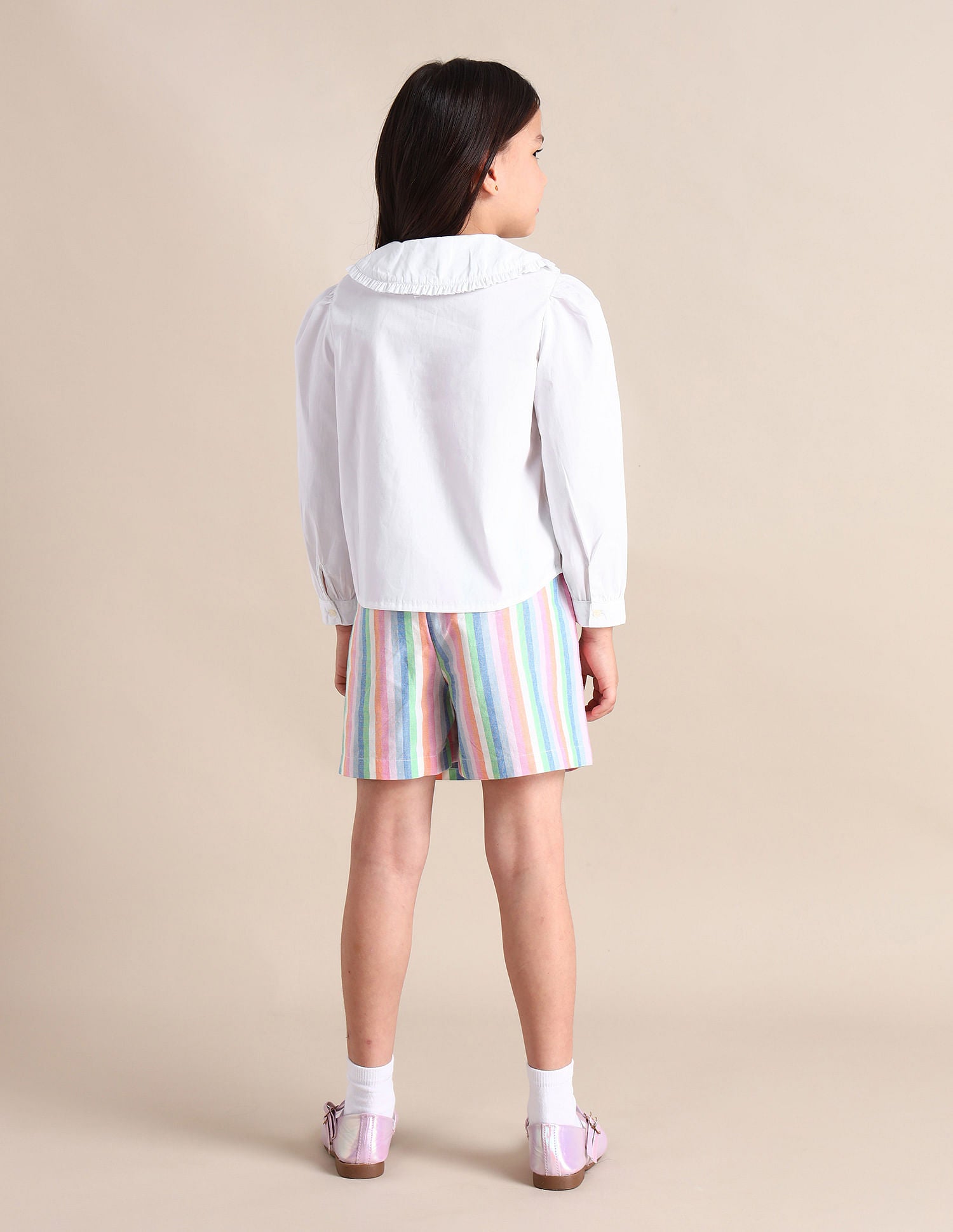 Girls Peter Pan Collar Regular Top Off White - U.S. POLO ASSN. | Large