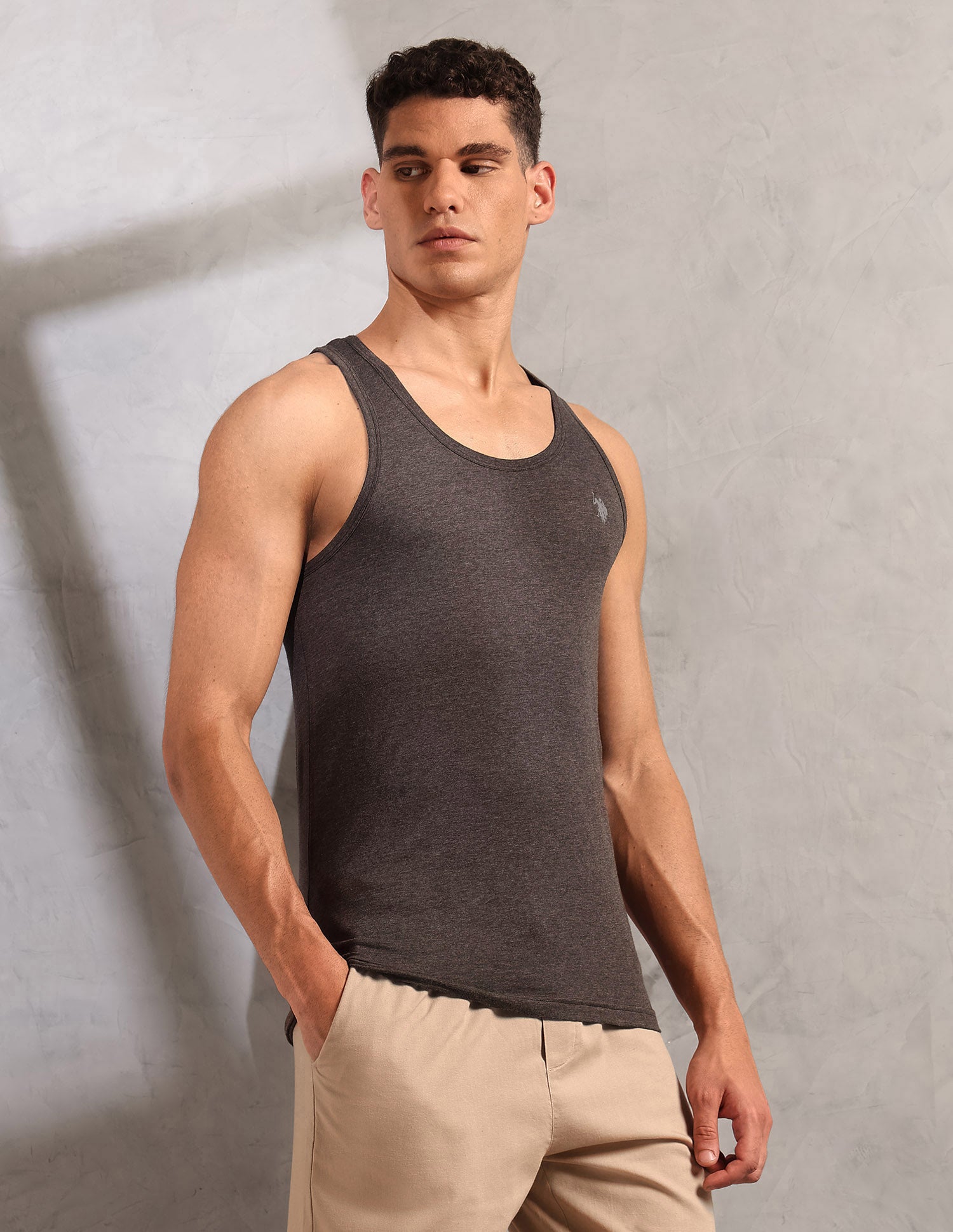 Heathered Comfort Fit PV004 Vest - Pack Of 1 Dark Brown Melange - U.S. POLO ASSN. | Large