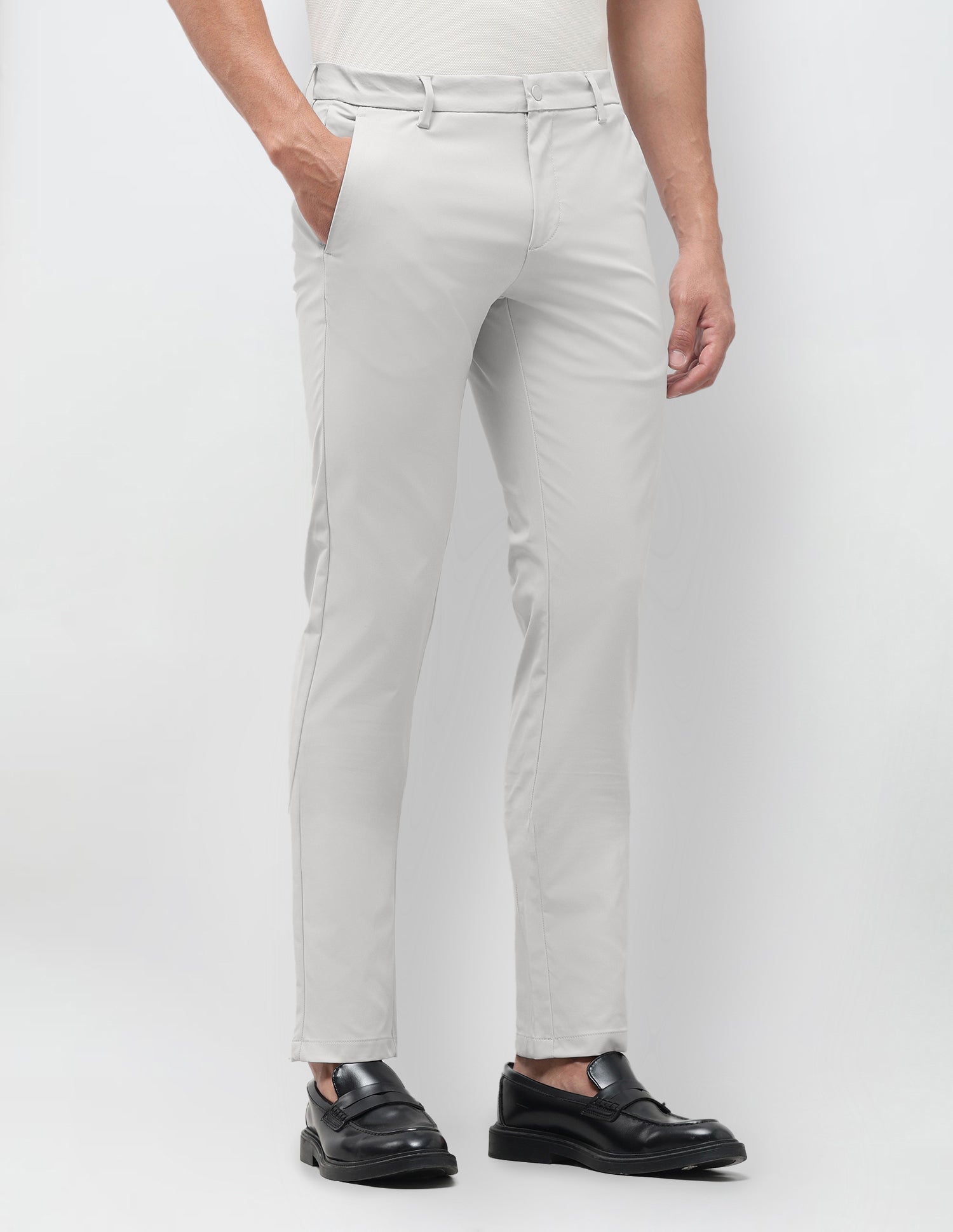 Denver Slim Fit Mid Rise Trousers Grey - U.S. Polo Assn. India | Large