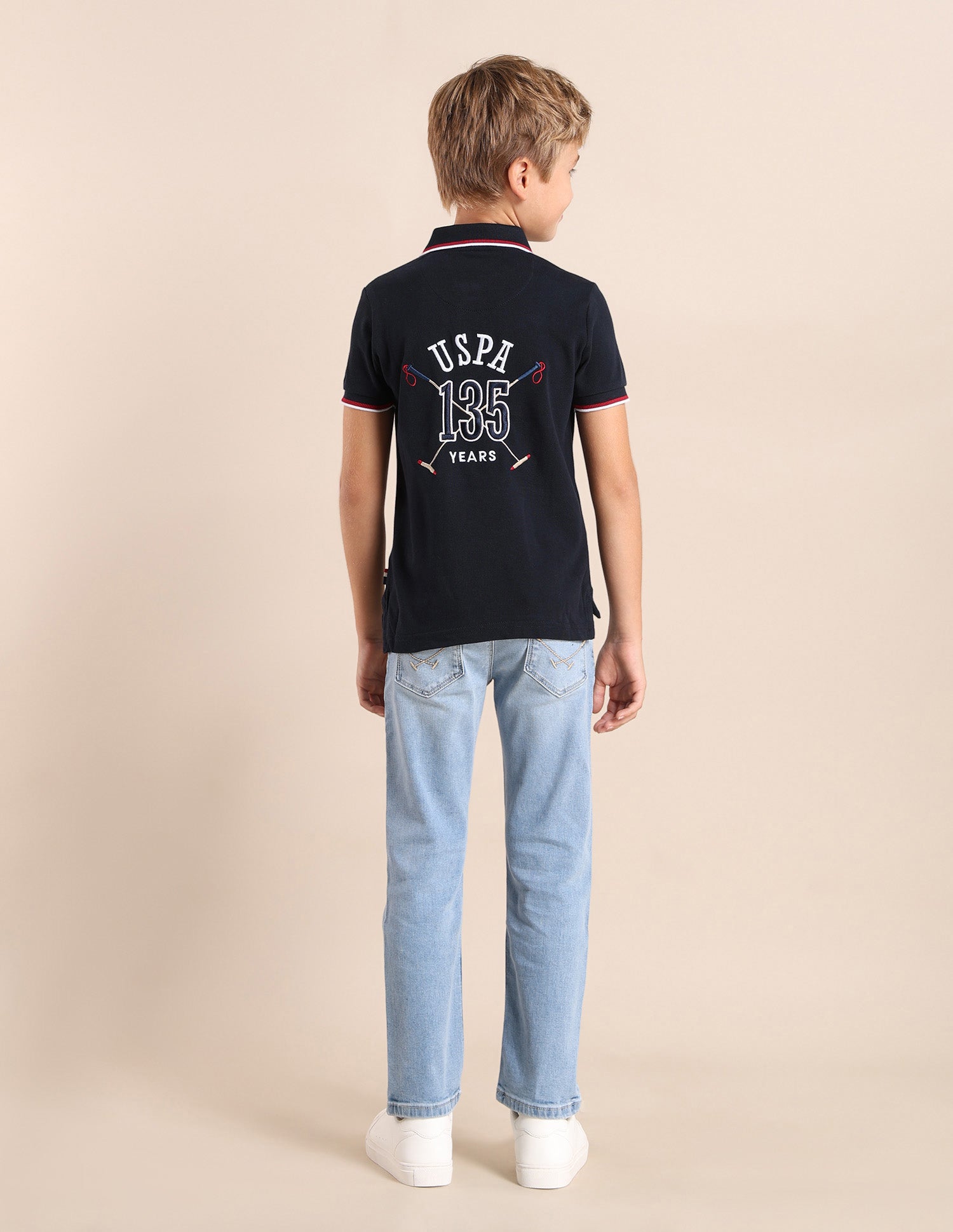 Boys Brand Printed Regular Fit Polo Shirt Navy - U.S. POLO ASSN. | Large