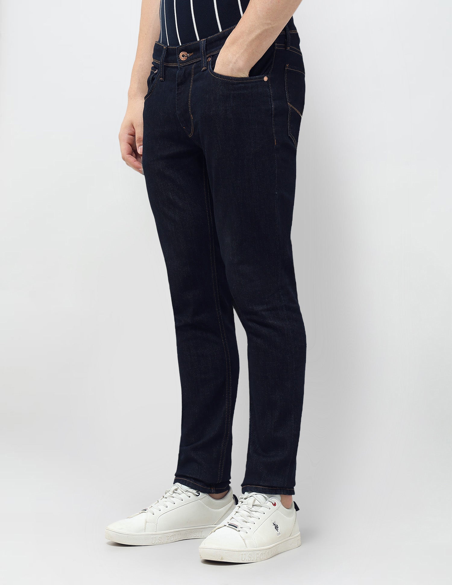 Brandon Slim Tapered Fit Mid Rise Jeans Blue - U.S. POLO ASSN. | Large