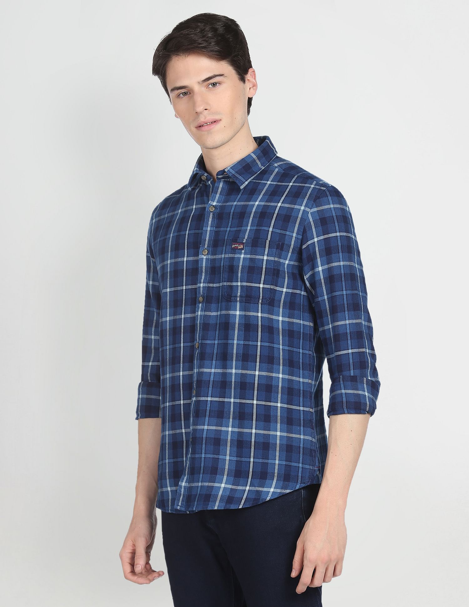 Tartan Check Cotton Casual Shirt Indigo - U.S. POLO ASSN. | Large