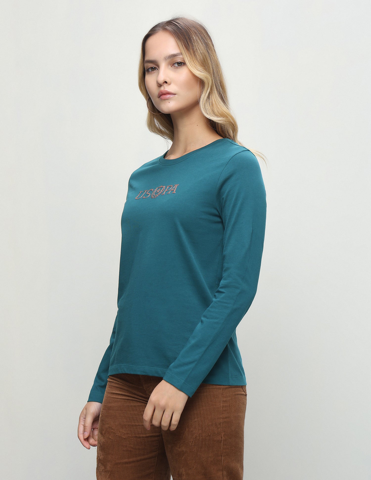 Brand Embossed Regular Fit T-Shirt Teal - U.S. Polo Assn. India | Large