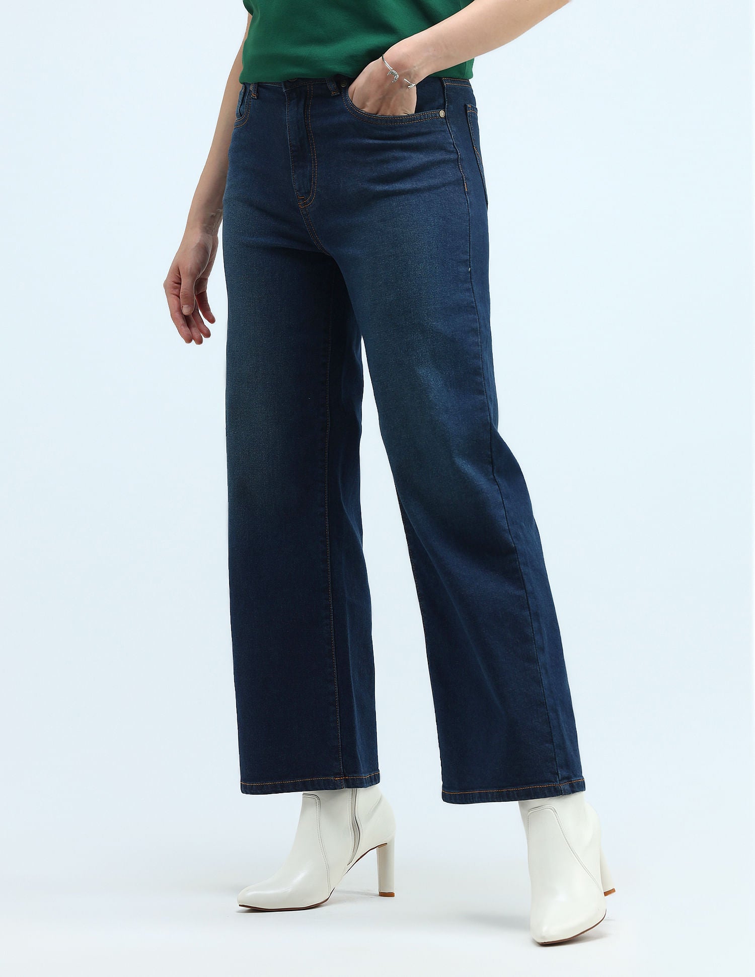 High Rise Wide Leg Jeans Dark Blue - U.S. POLO ASSN. | Large