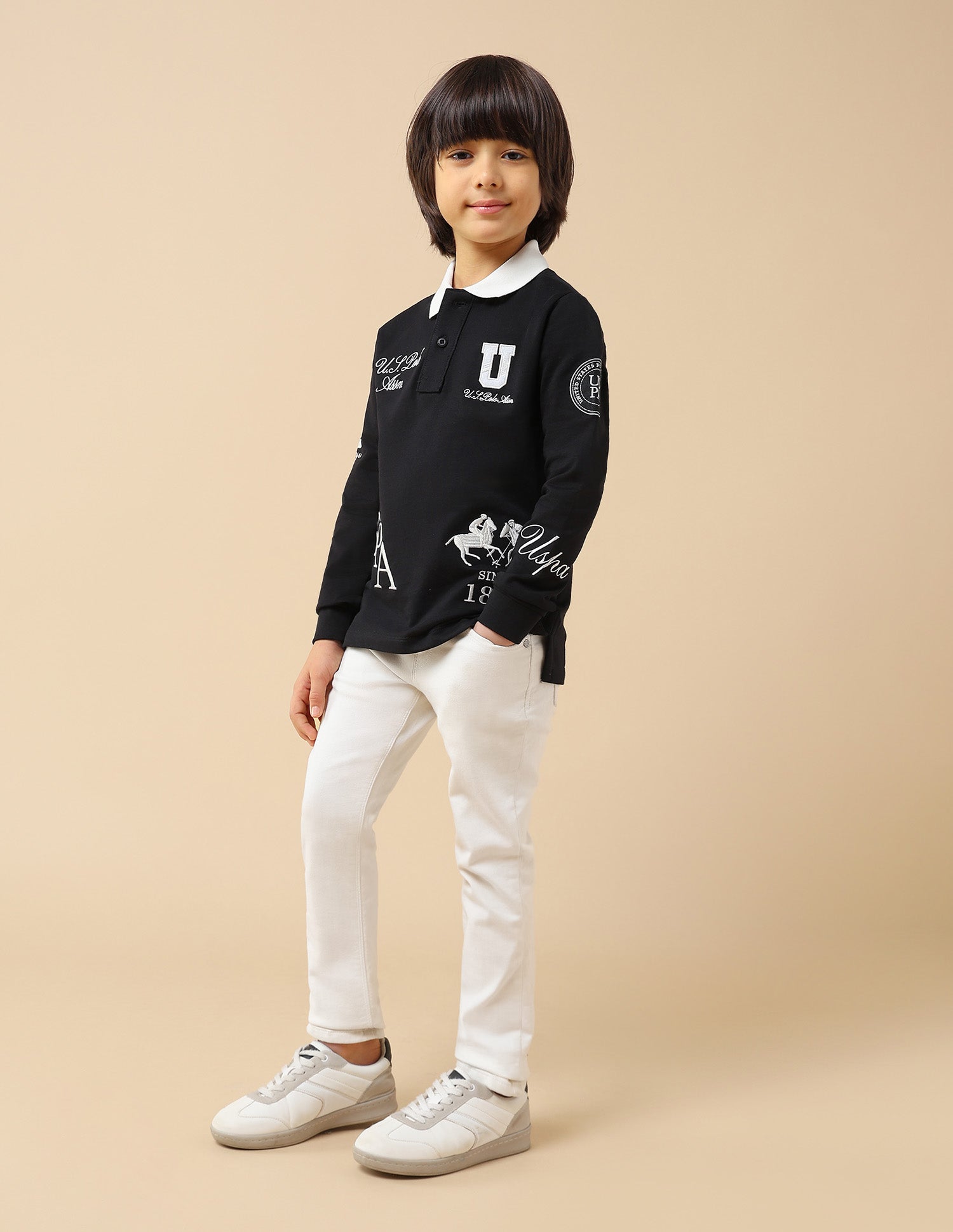 Boys Graphic Brand Embroidered Regular Fit Polo Shirt Black - U.S. POLO ASSN. | Large