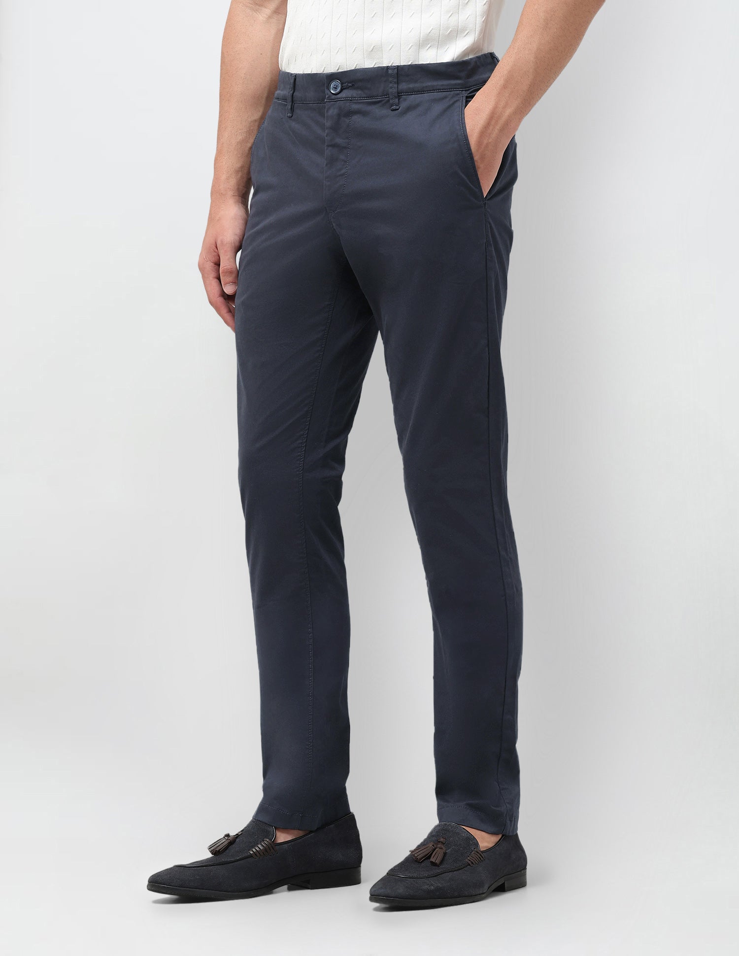 Denver Slim Fit Satin Trousers Navy - U.S. Polo Assn. India | Large