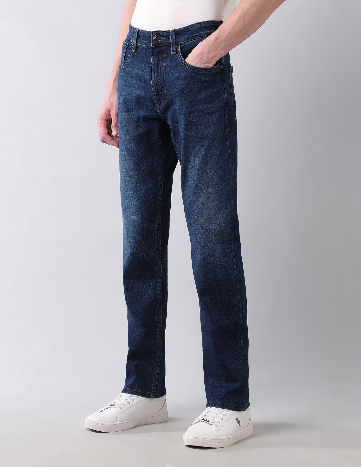 Harold Slim Straight Fit Blue Vintage Jeans Medium Wash - U.S. Polo Assn. India | Large
