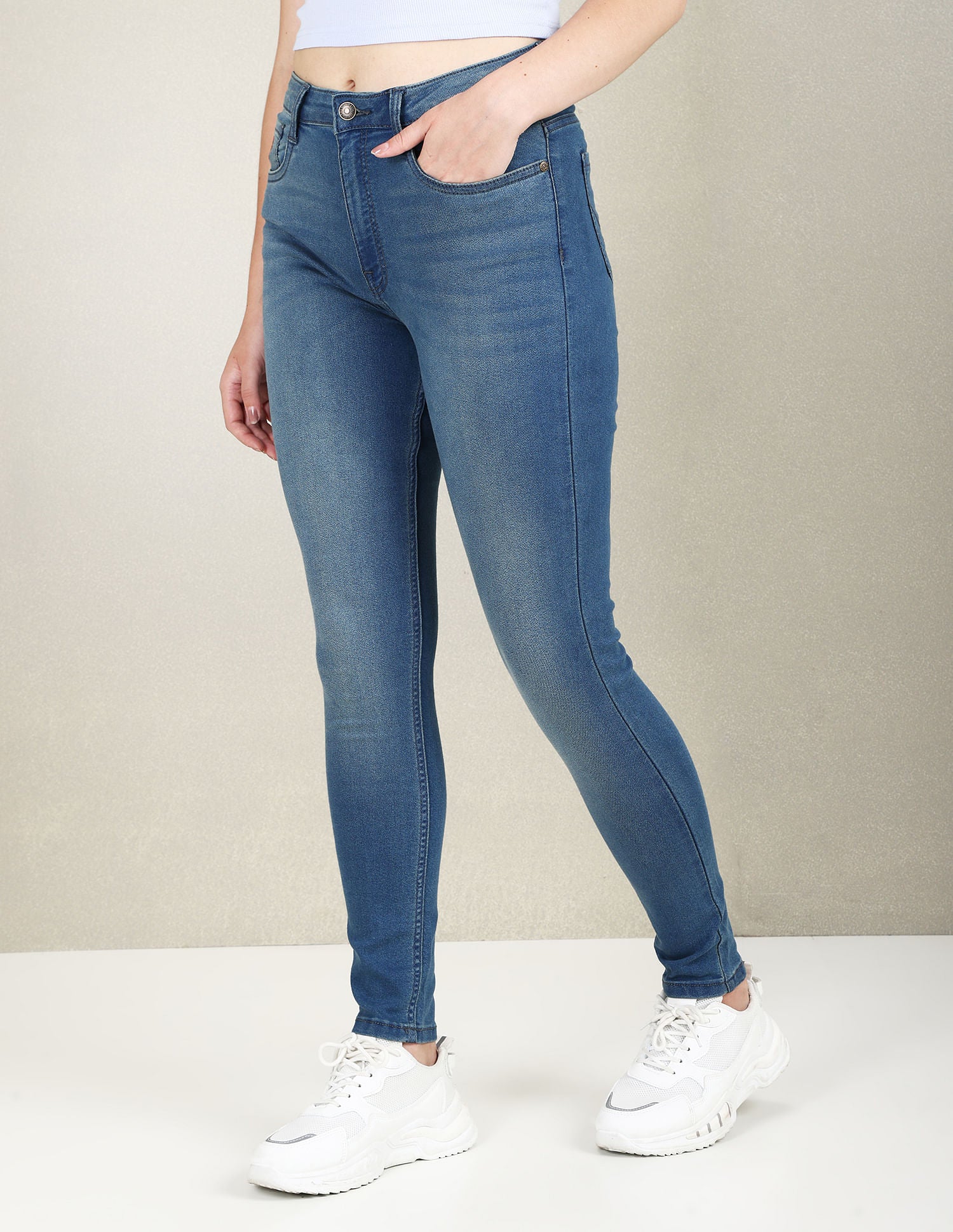 High Rise Skinny Fit Tinted Jeans Blue - U.S. Polo Assn. India | Large