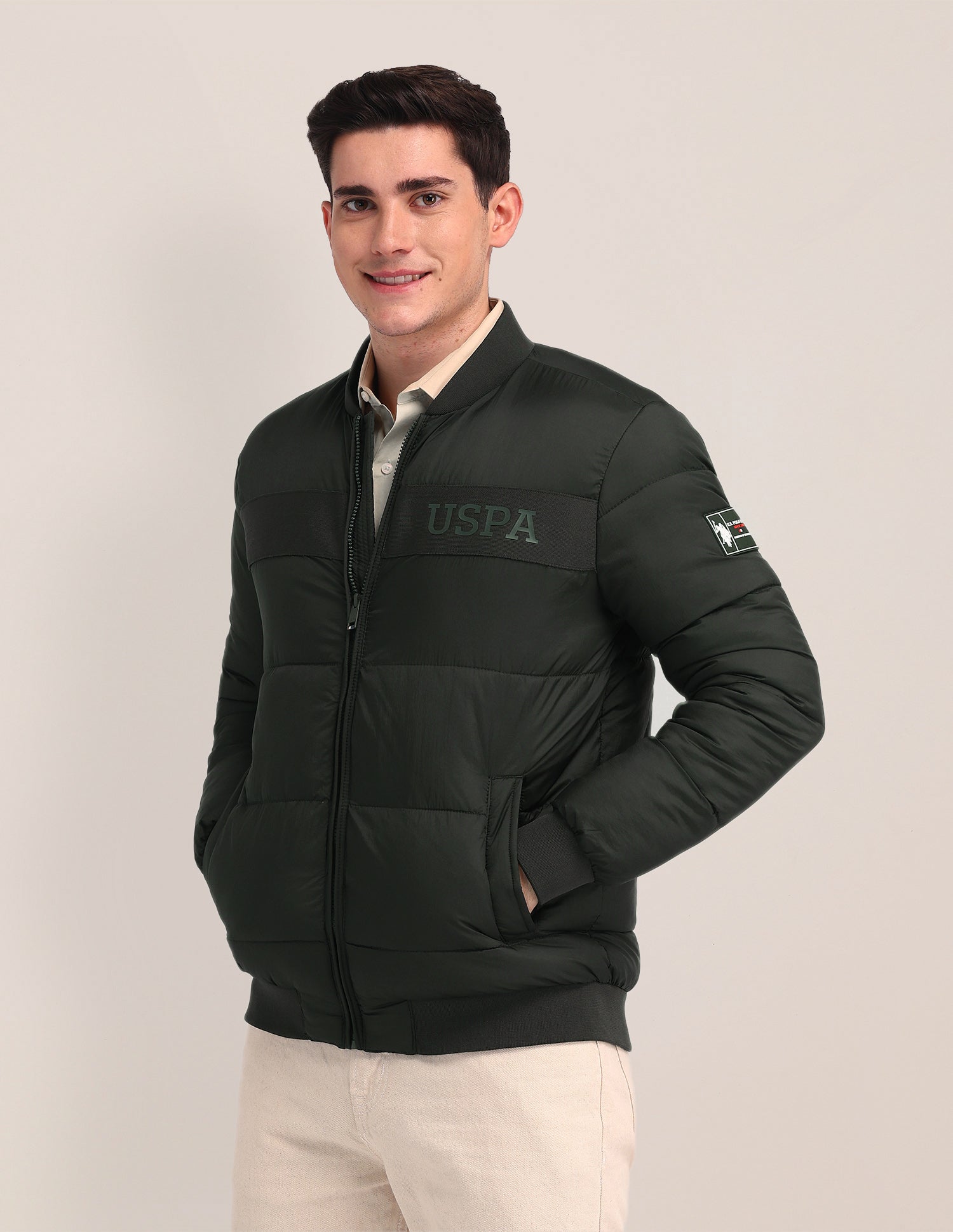 Solid Puffer Jacket Olive - U.S. POLO ASSN. | Large