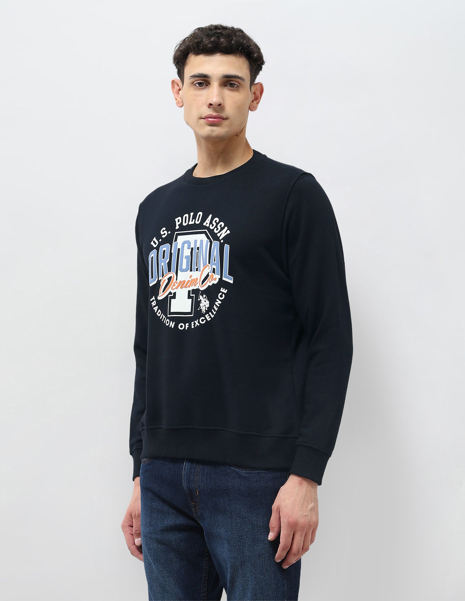 Graphic Brand Printed Regular Fit Sweatshirt Navy - U.S. POLO ASSN. | Large