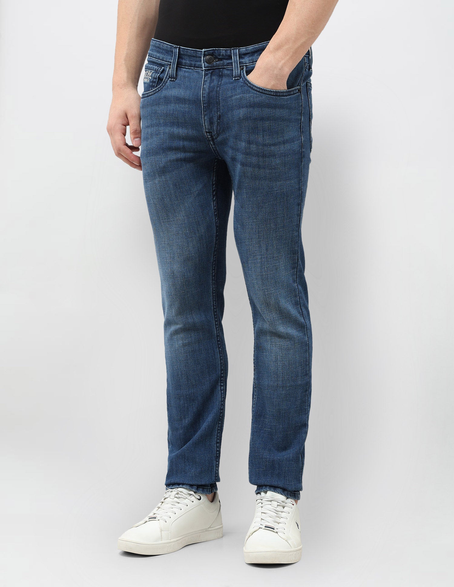 Regallo Skinny Fit Mid Rise Jeans Med Blue - U.S. Polo Assn. India | Large