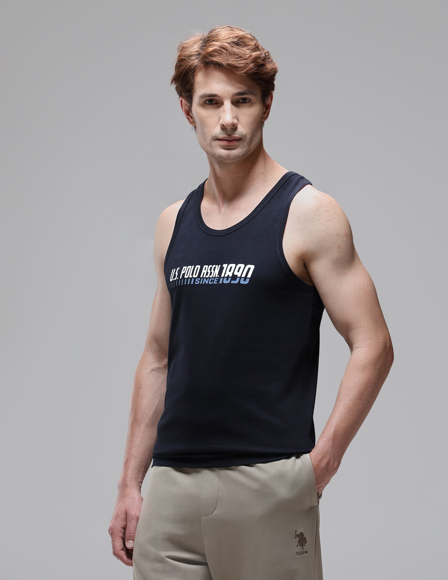 Graphic Printed Antimicrobial OEV09 Vest Navy - U.S. Polo Assn. India | Large