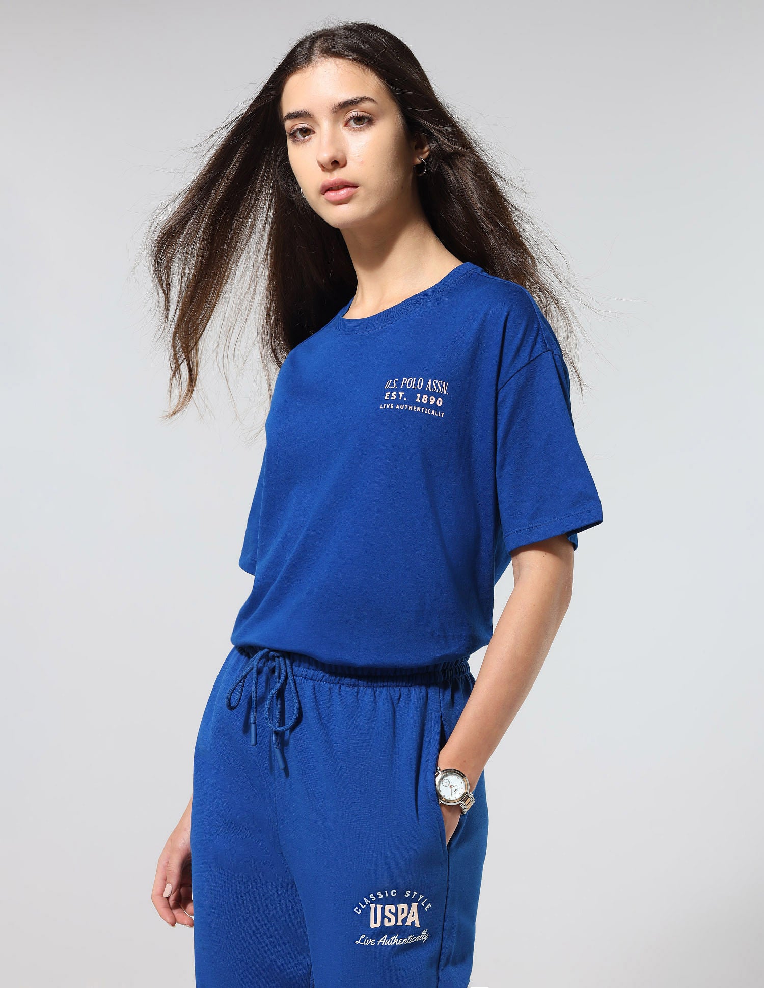 Boyfriend Fit Brand Printed Lounge T-Shirt Bright Blue - U.S. POLO ASSN. | Large