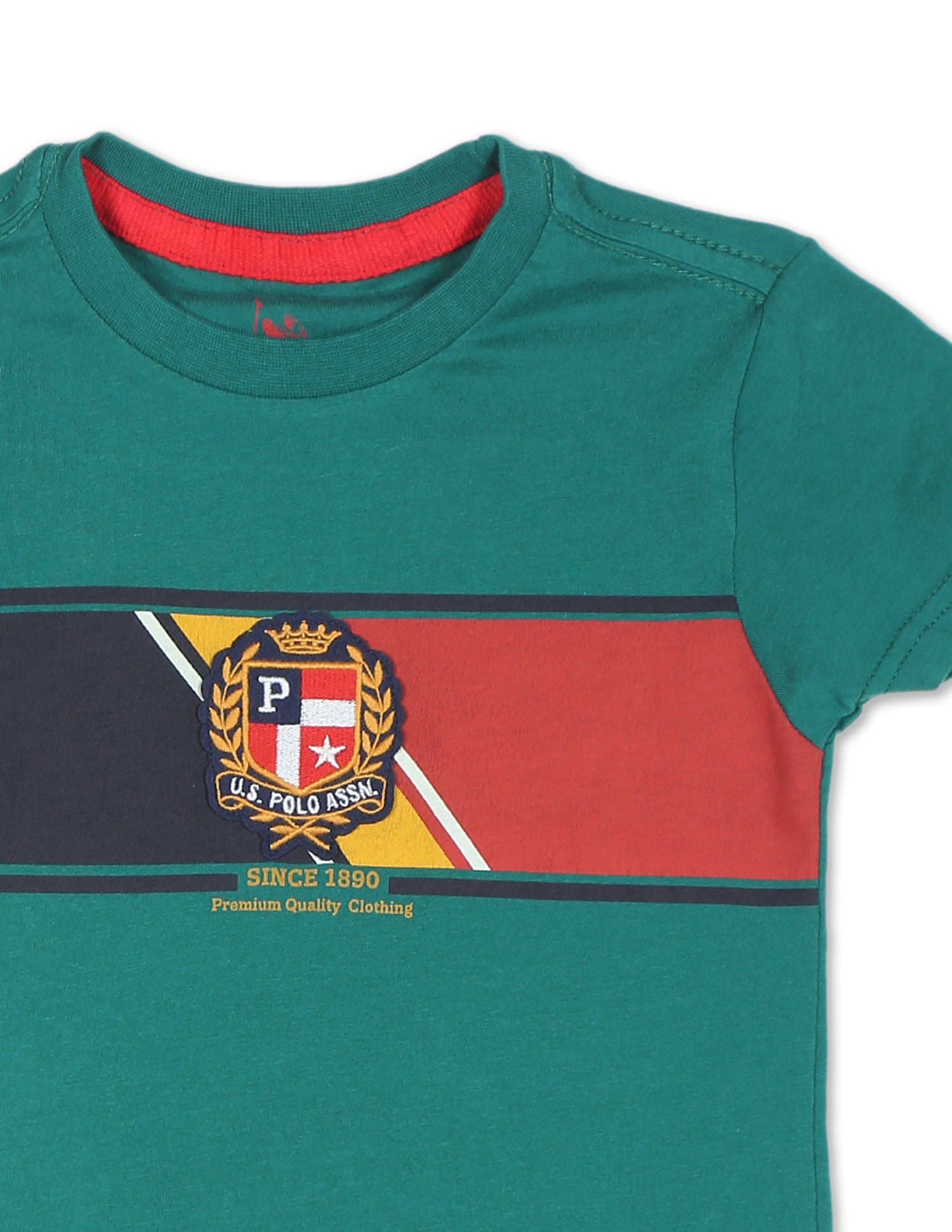 Crew Neck Brand Appliqued T-Shirt Teal - U.S. POLO ASSN. | Large