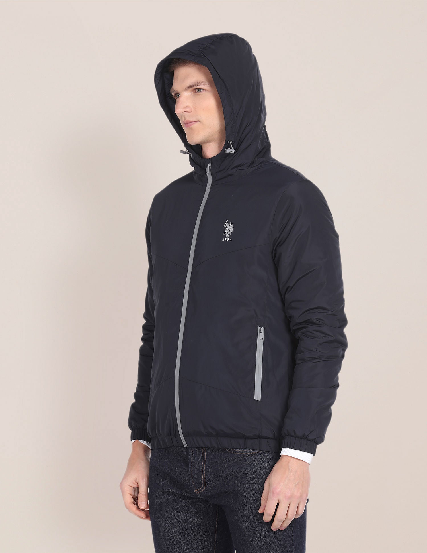 Solid Hooded Jacket Navy - U.S. POLO ASSN. | Large