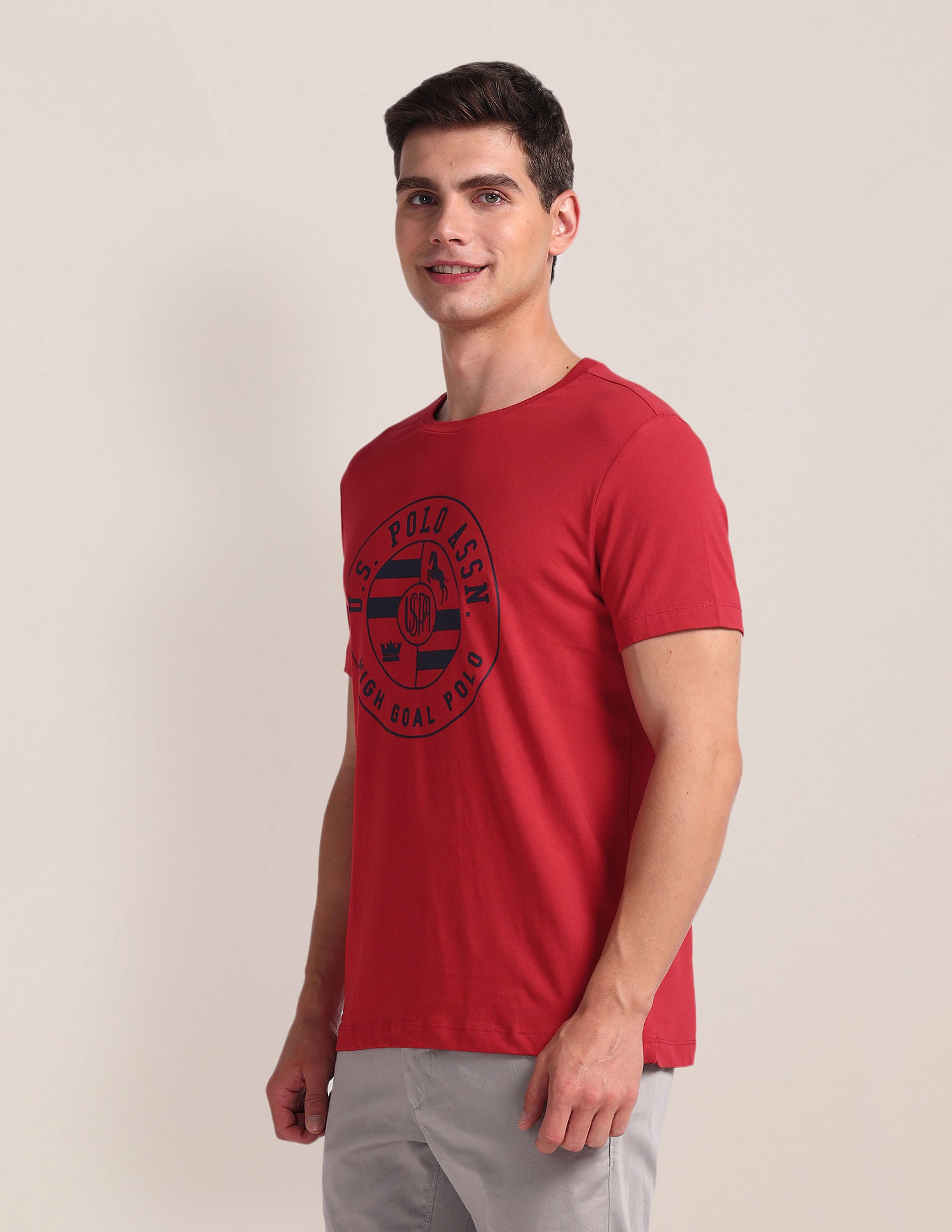 Brand Print Slim Fit T-Shirt Red - U.S. Polo Assn. India | Large