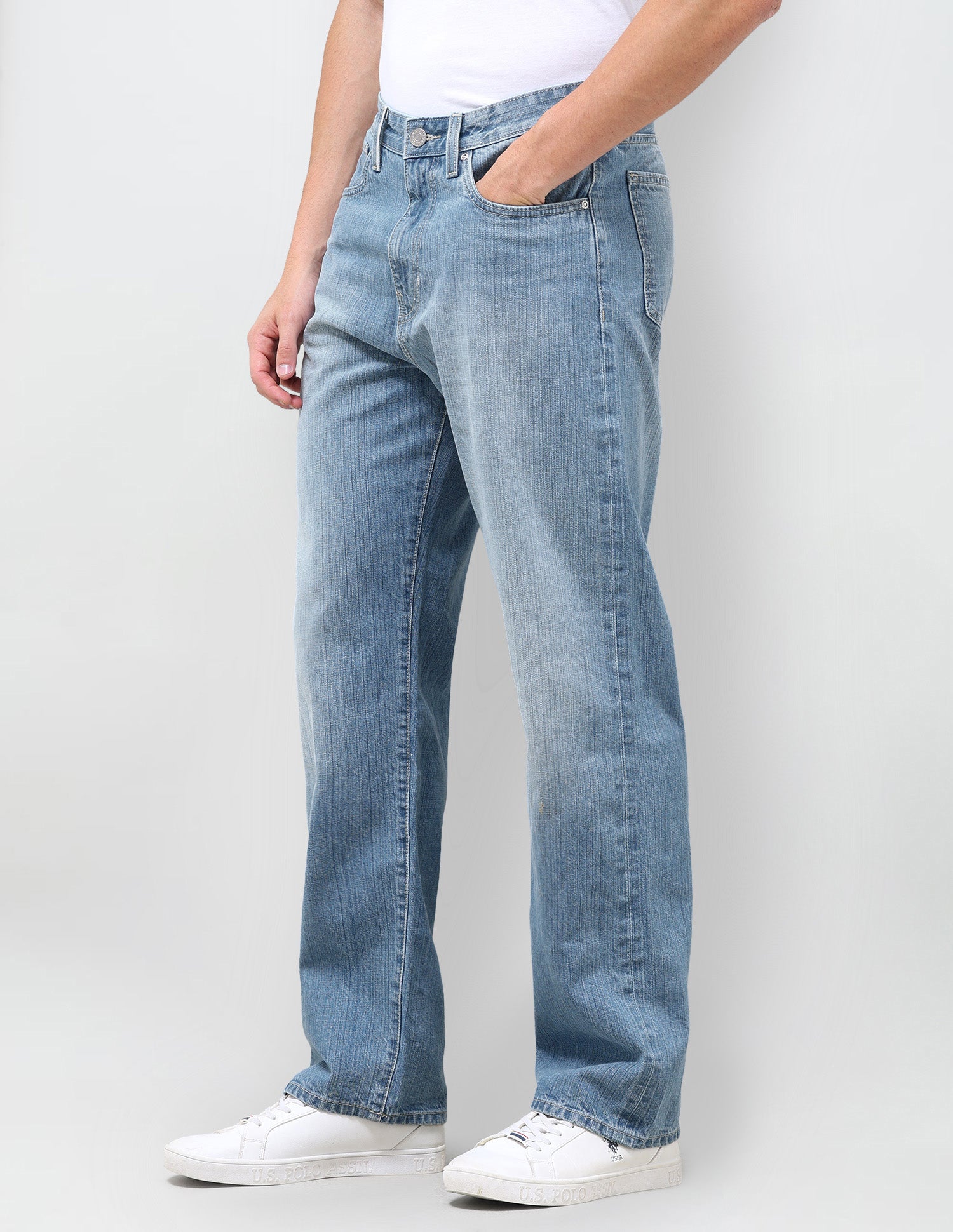 Logan Loose Straight Fit Blue Jeans Light Blue - U.S. Polo Assn. India | Large