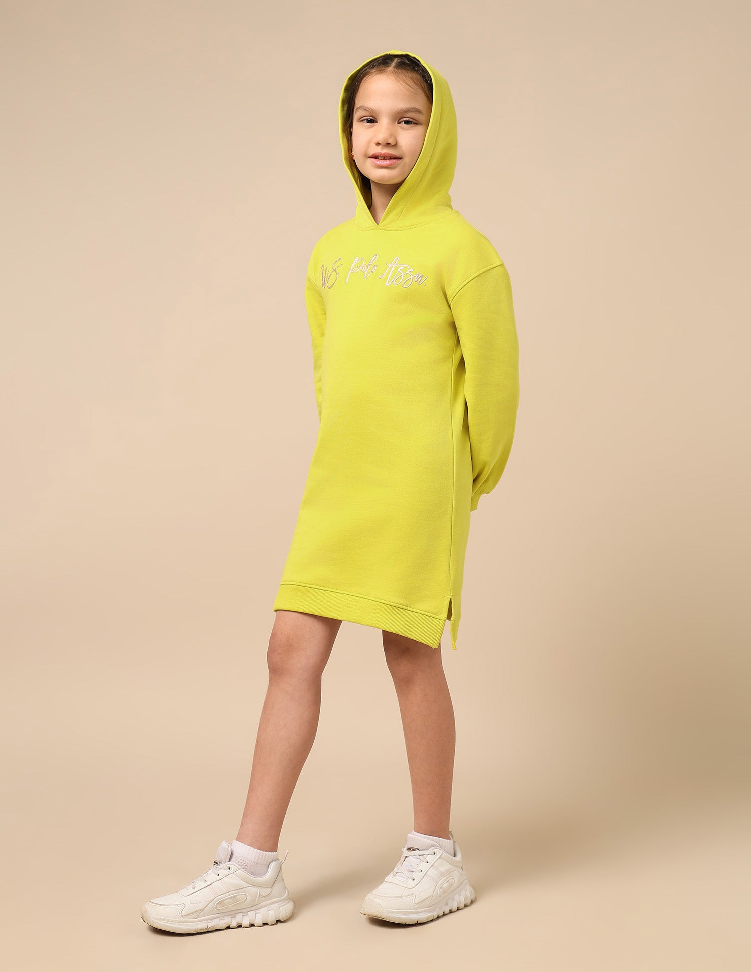 Girls Hooded Sweat Dress Lime - U.S. POLO ASSN. | Large