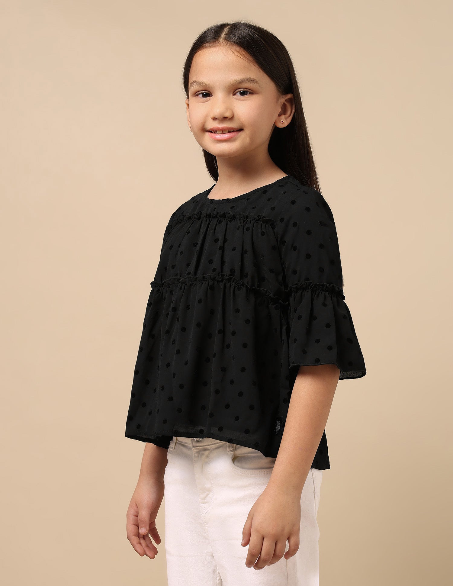 Polka Dot Tiered Top Black - U.S. POLO ASSN. | Large