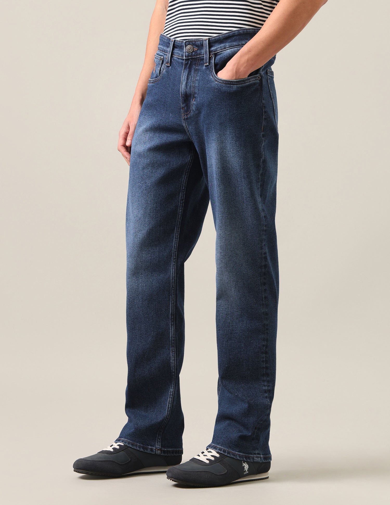Shawn Relaxed Fit Blue Jeans Mid Blue - U.S. Polo Assn. India | Large