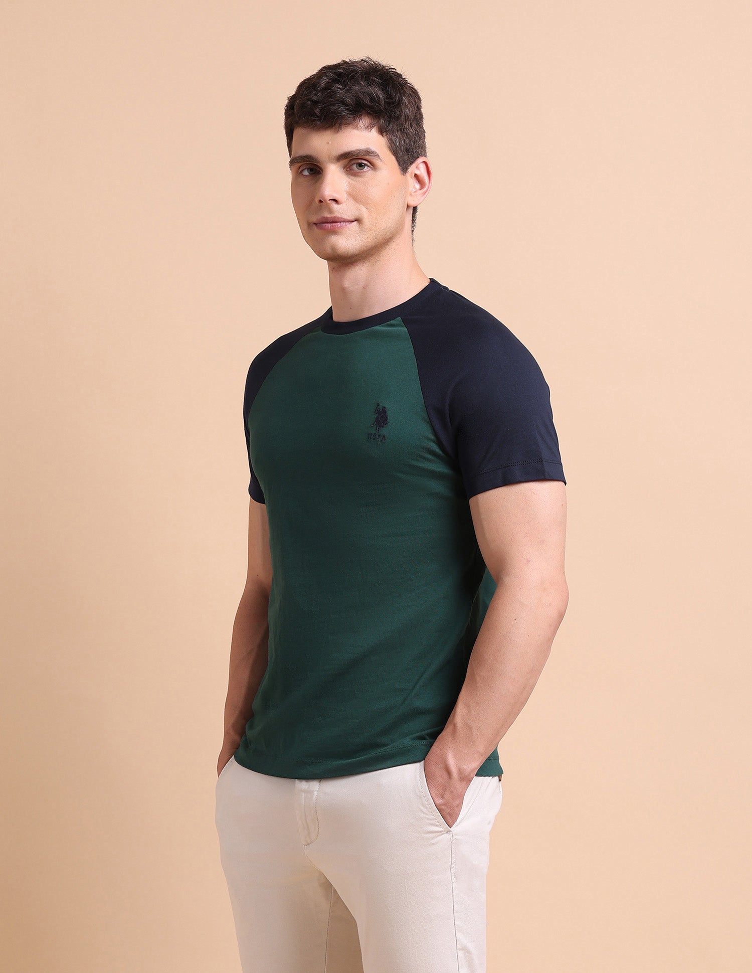 Varsity Colour Block T-Shirt Green - U.S. POLO ASSN. | Large