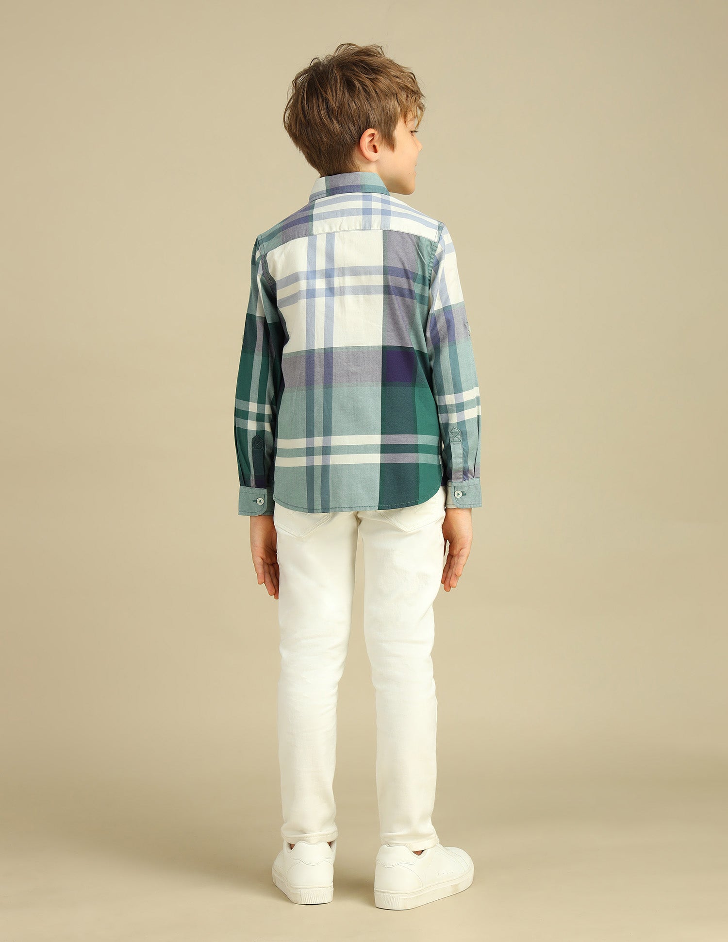 Boys Plaid Check Twill Shirt Green - U.S. Polo Assn. India | Large