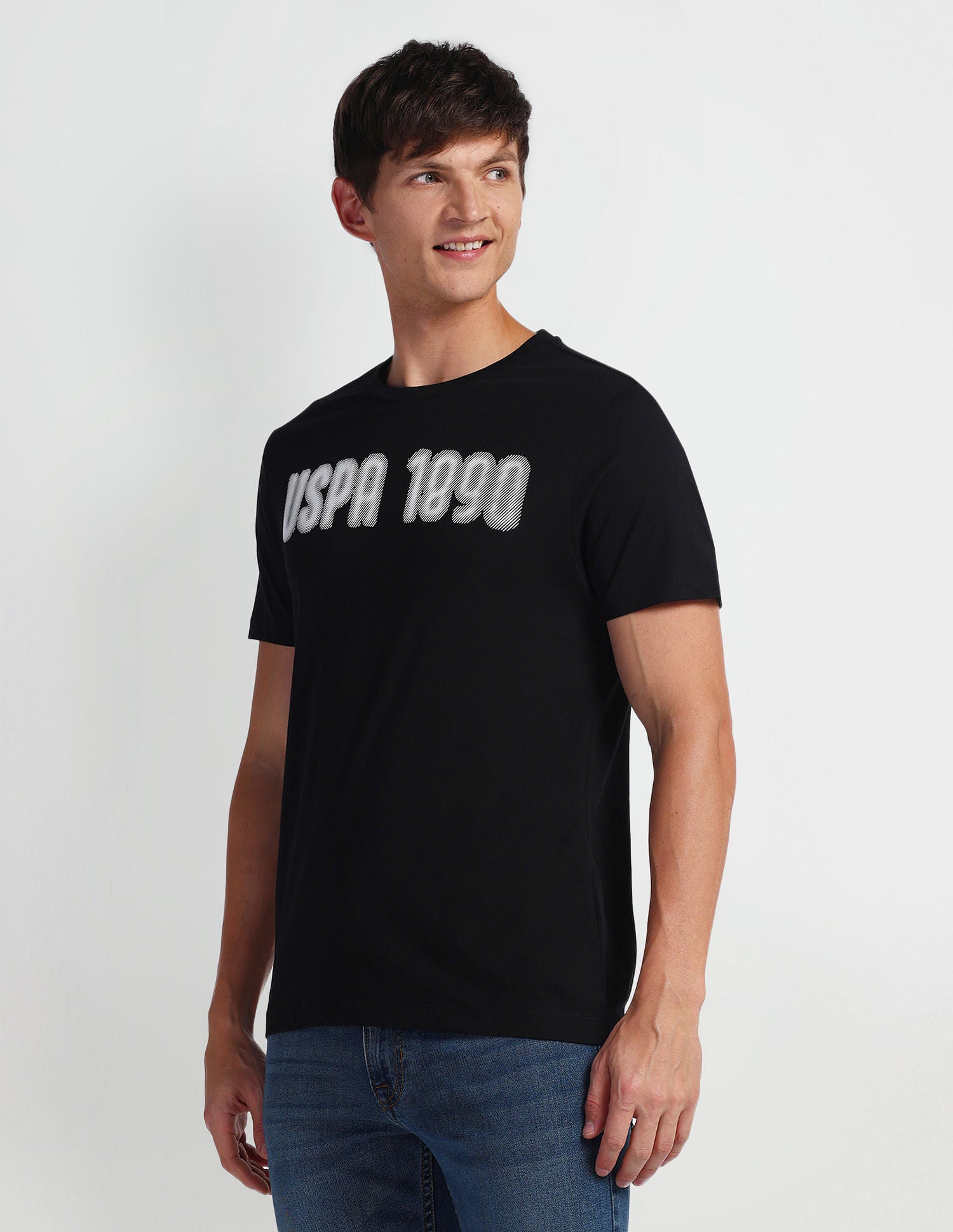 Brand Print Muscle Fit T-Shirt Black - U.S. POLO ASSN. | Large