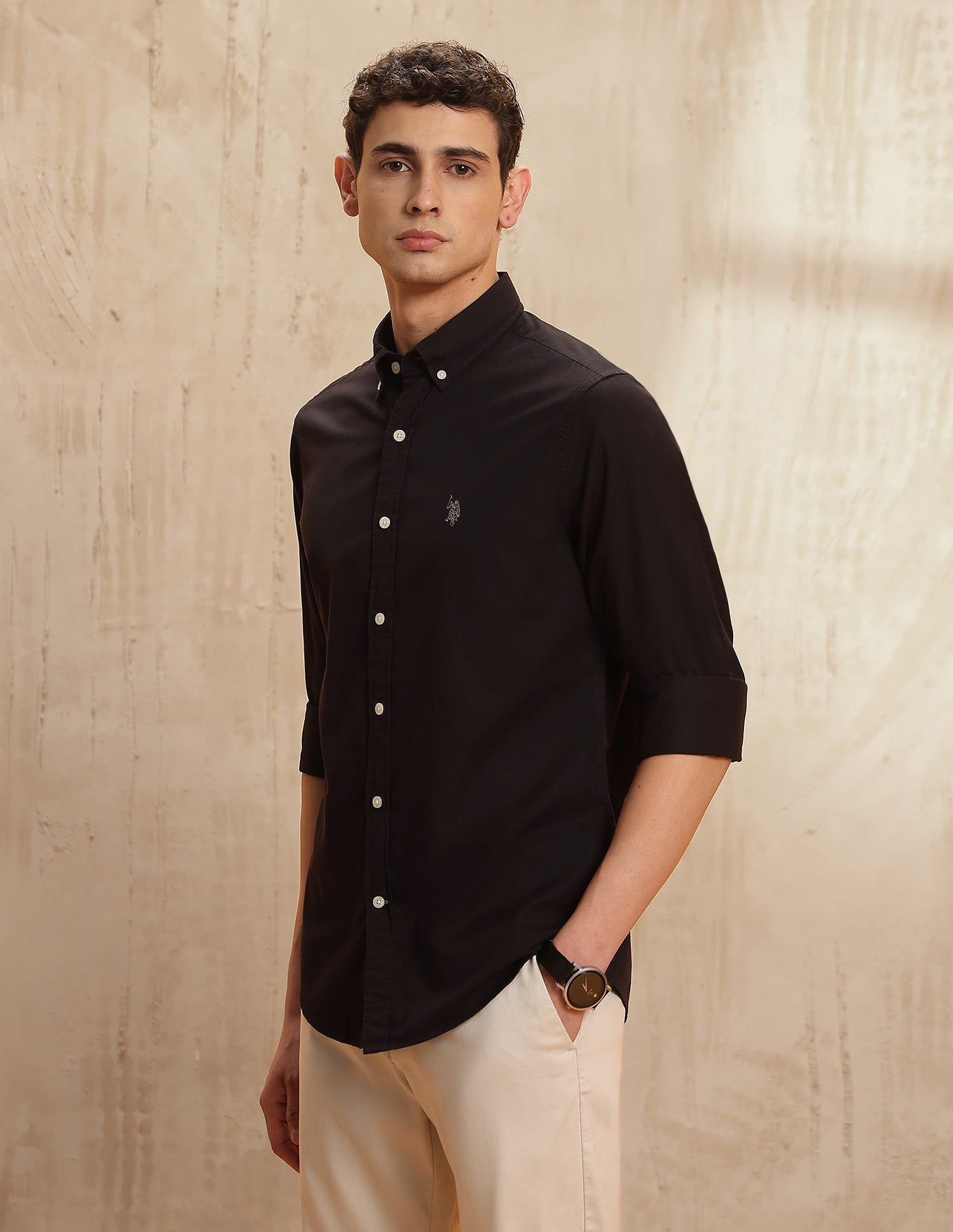 Solid Button-Down Shirt Choco - U.S. POLO ASSN. | Large