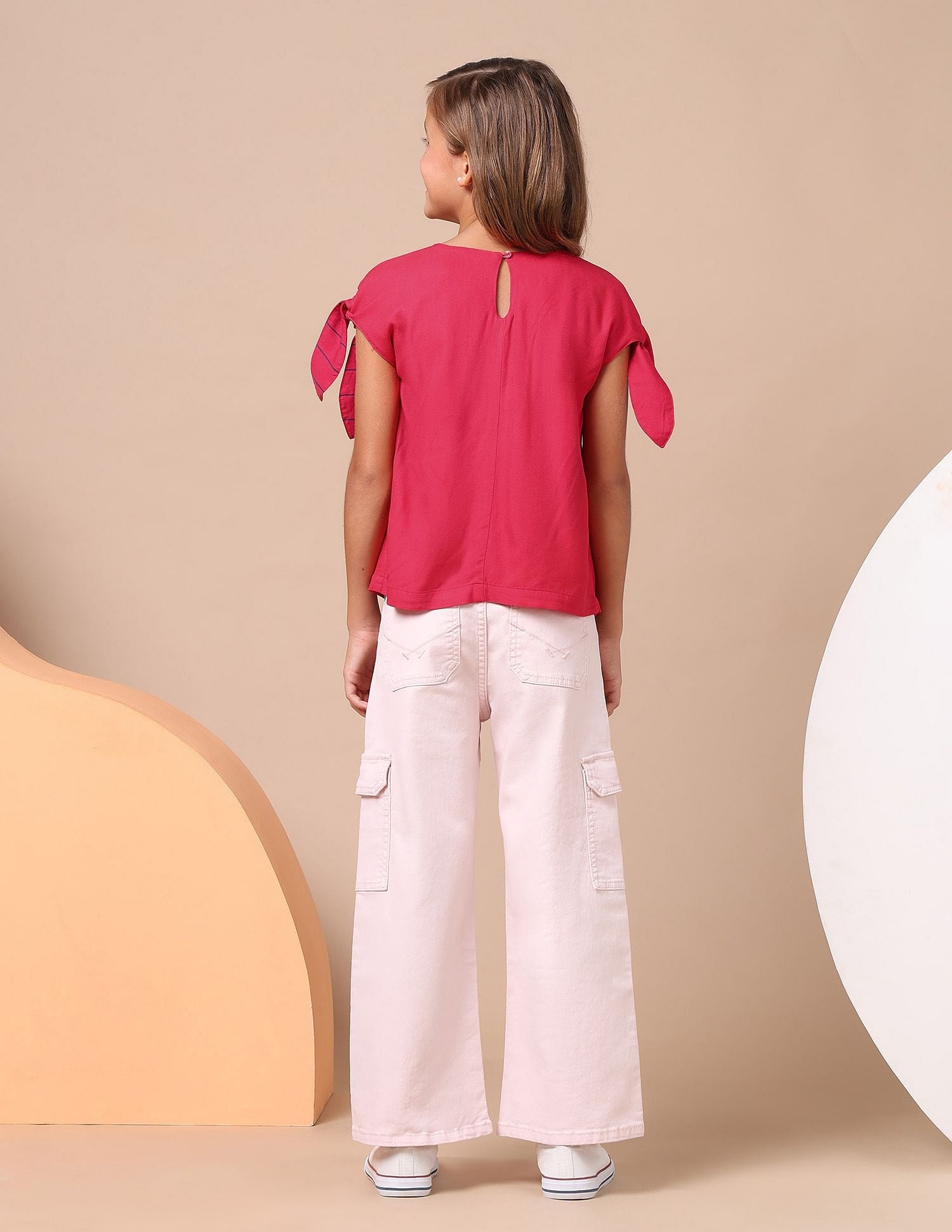 Girls Tie Up Sleeves Regular Top Red - U.S. POLO ASSN. | Large