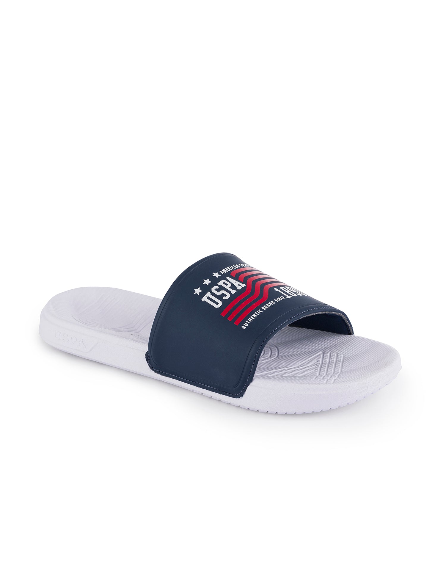 Men Brand Printed Axer Slippers White - U.S. Polo Assn. India | Large