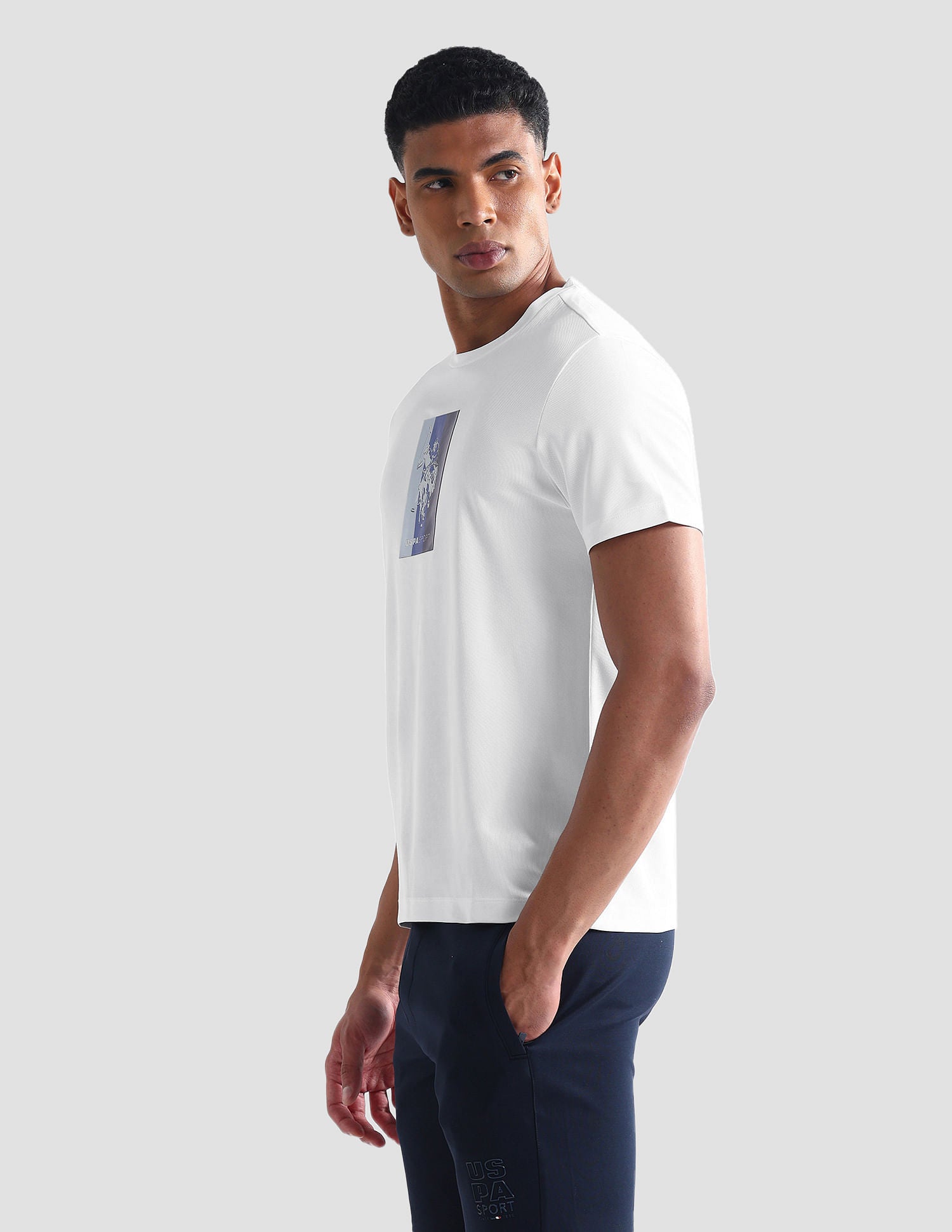 Slim Fit Honeycomb T-Shirt White - U.S. Polo Assn. India | Large