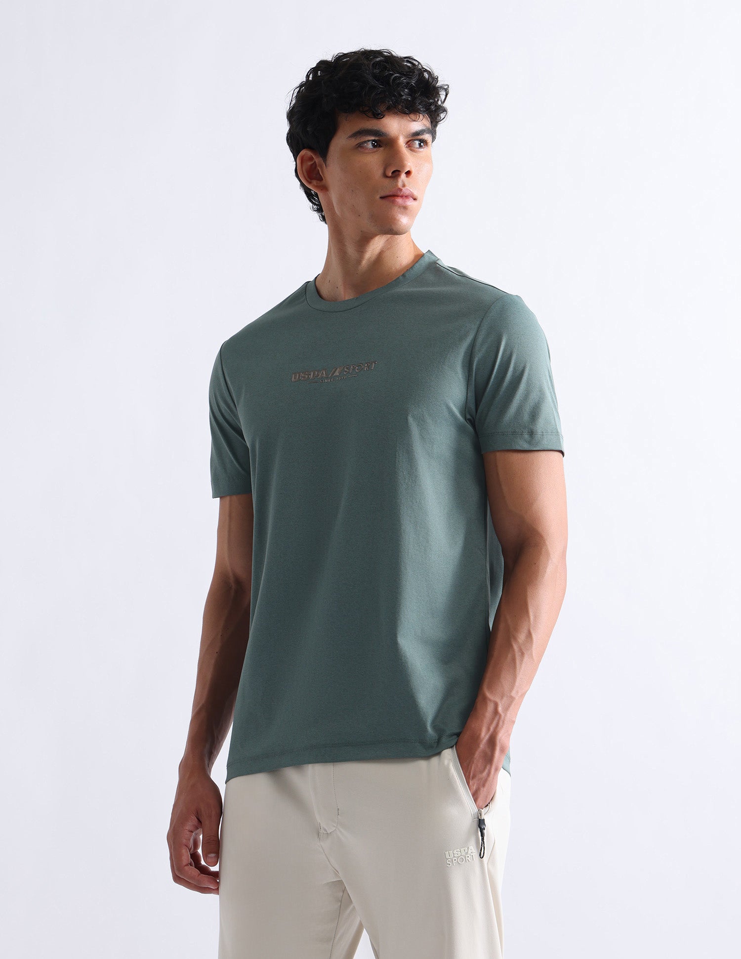 Solid Slim Fit T-Shirt Green - U.S. Polo Assn. India | Large