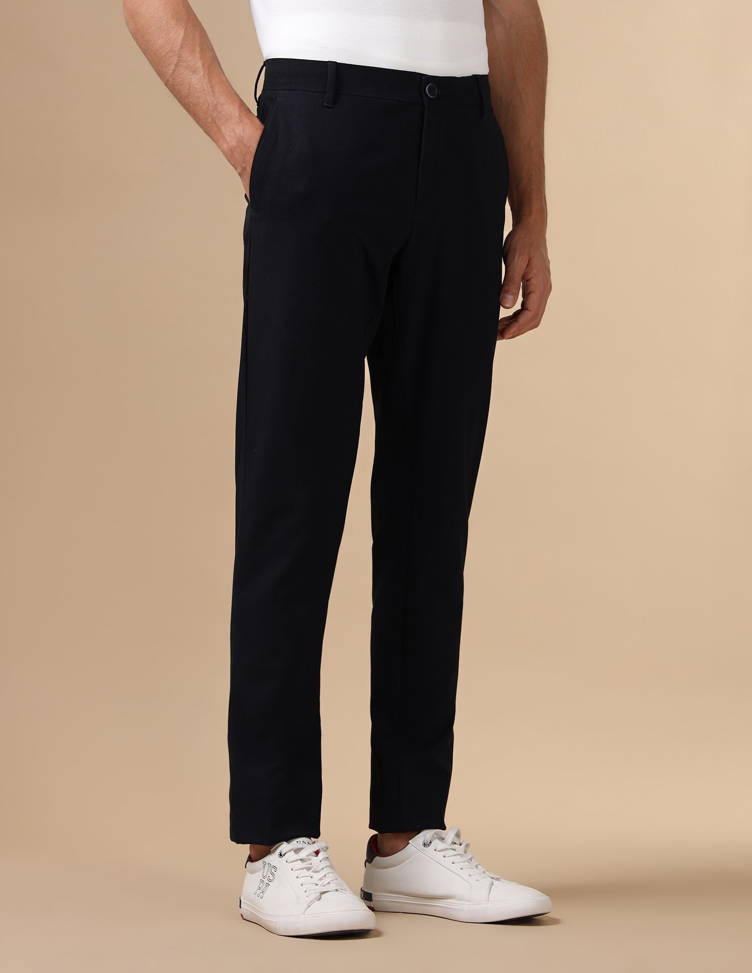 Mid Rise Satin Trousers Navy - U.S. Polo Assn. India | Large
