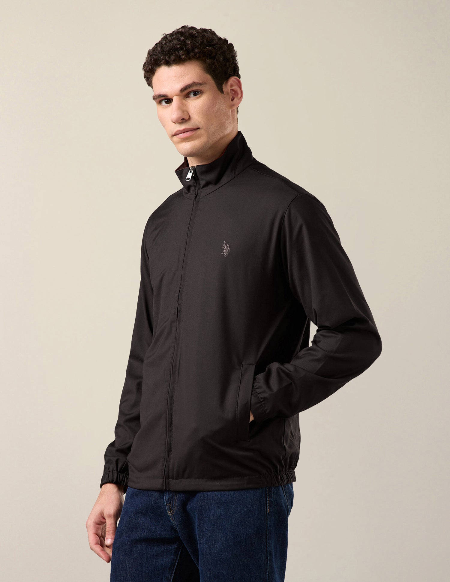 Solid Regular Fit Reversible Jacket Choco - U.S. Polo Assn. India | Large