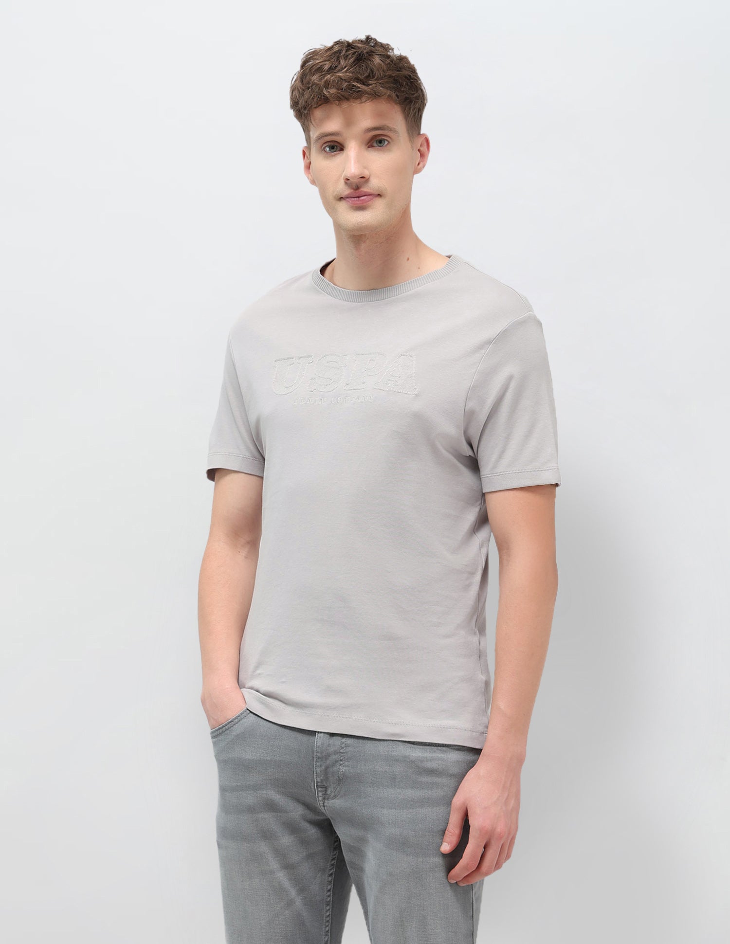 Monochrome Brand Embroidered T-Shirt Light Grey - U.S. POLO ASSN. | Large