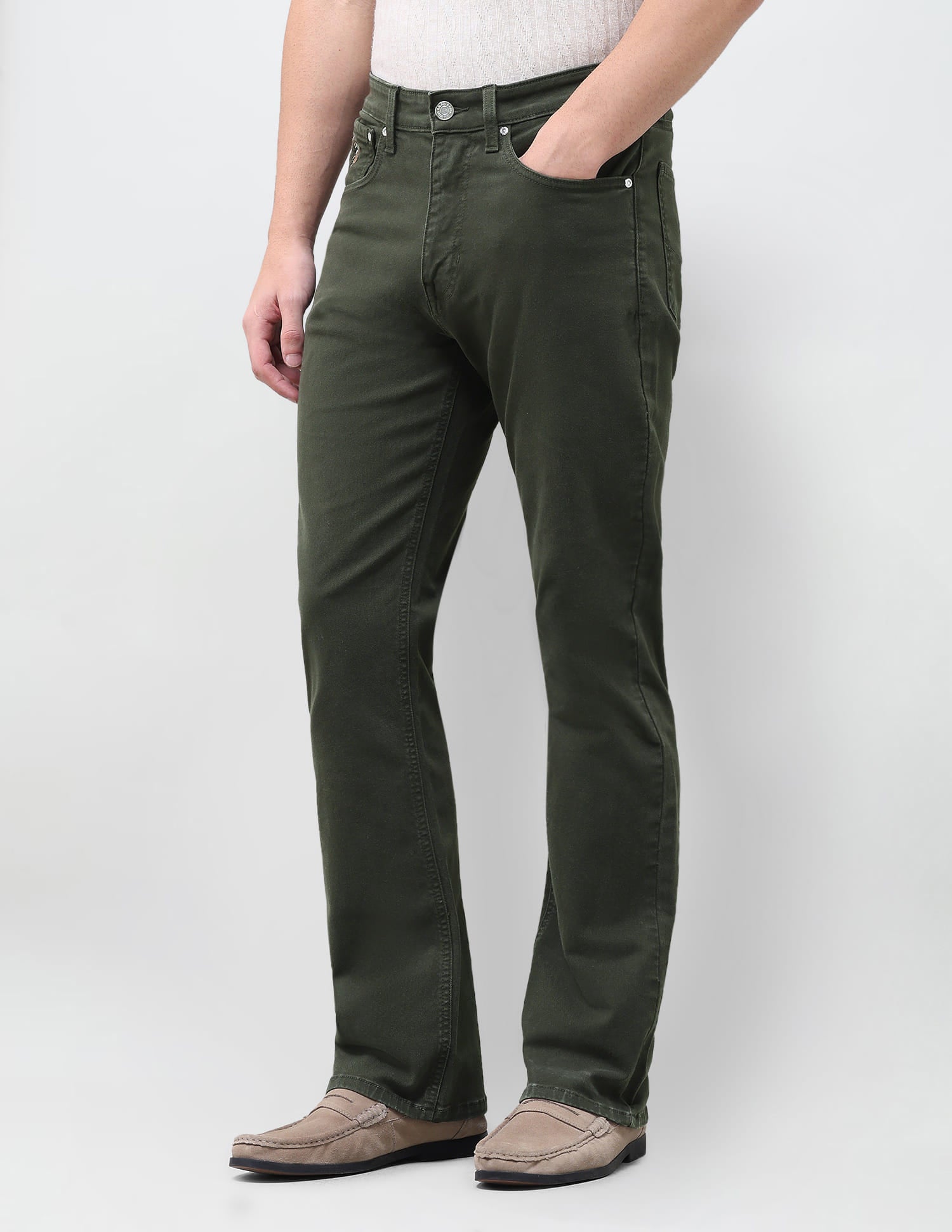 Solid Bootcut Fit Jeans Green - U.S. Polo Assn. India | Large