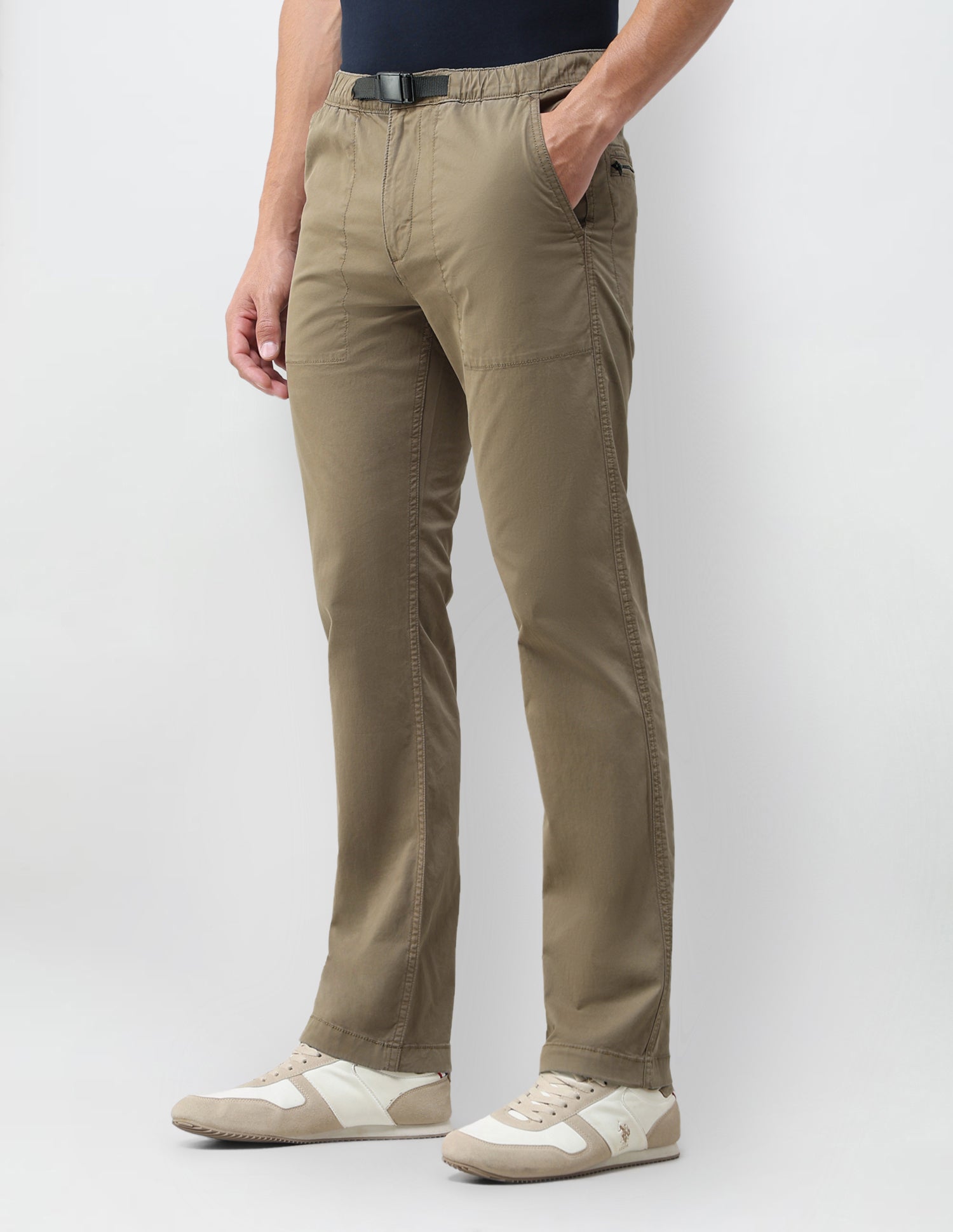 Twill Harold Slim Straight Fit Trousers Tan - U.S. Polo Assn. India | Large