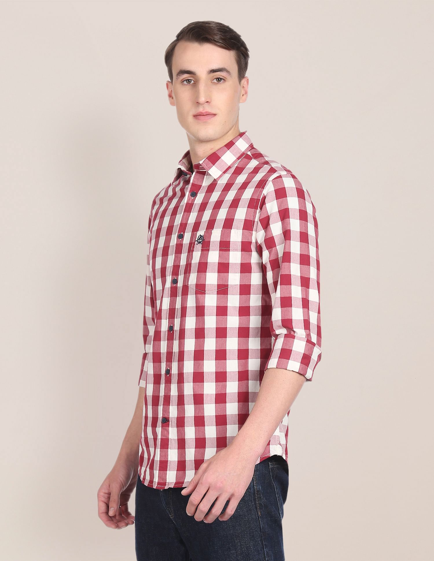 Tailored Regular Fit Check Casual Shirt Maroon - U.S. POLO ASSN. | Large