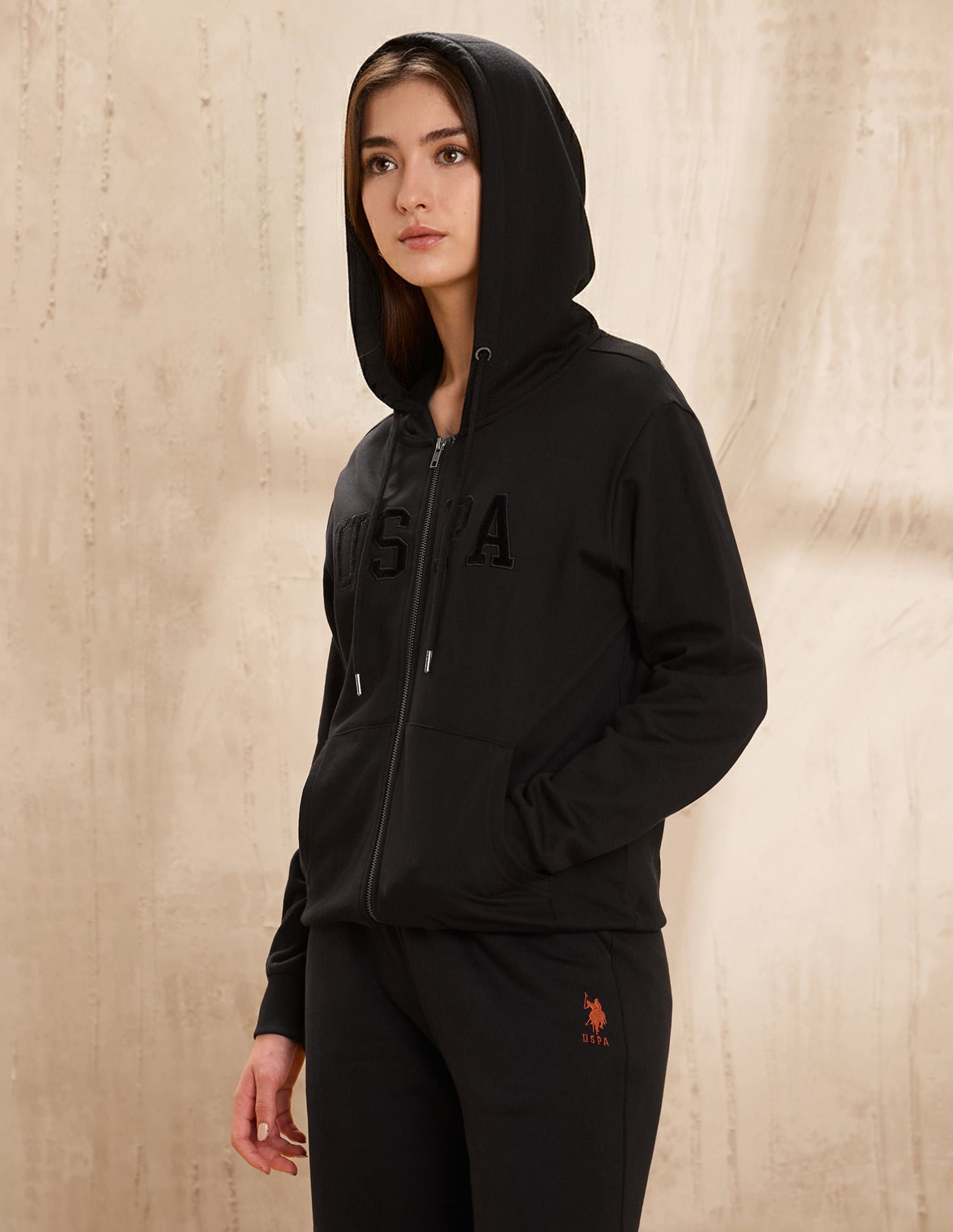 Solid Hooded Sweatshirt Black - U.S. POLO ASSN. | Large