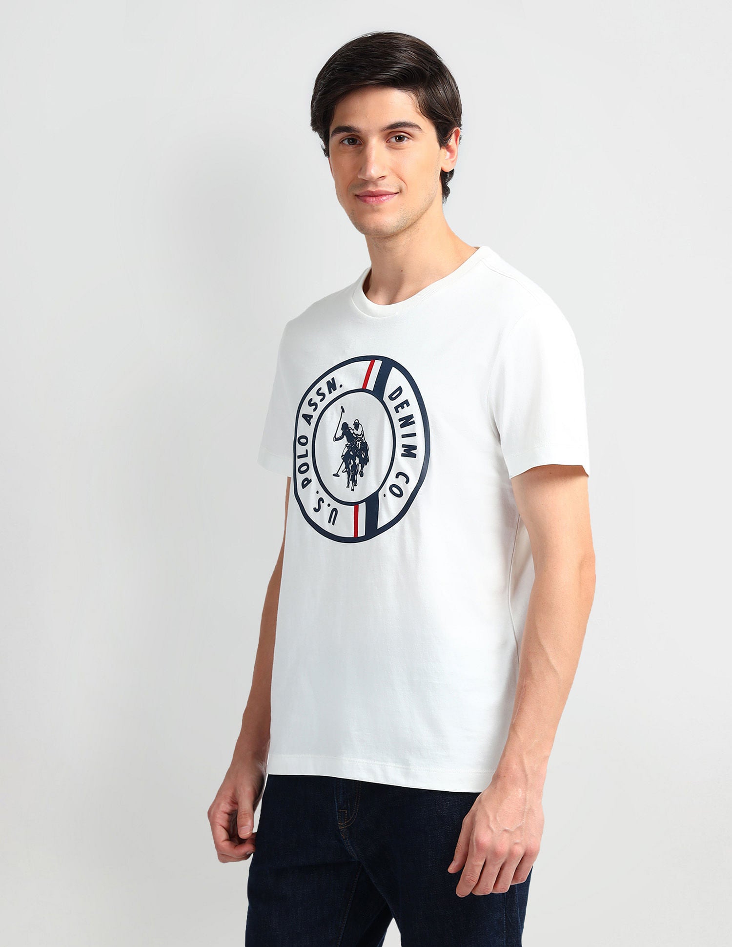 Brand Print Cotton T-Shirt White - U.S. POLO ASSN. | Large