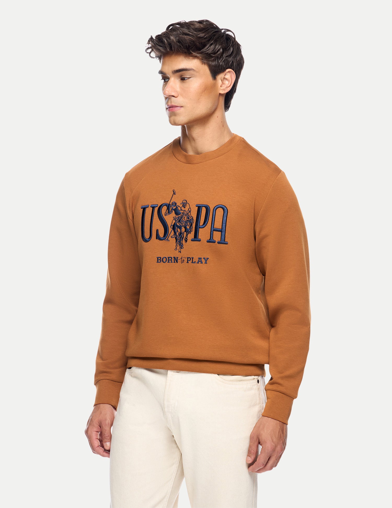 Brand Embroidered Slim Fit Sweatshirt Orange - U.S. Polo Assn. India | Large