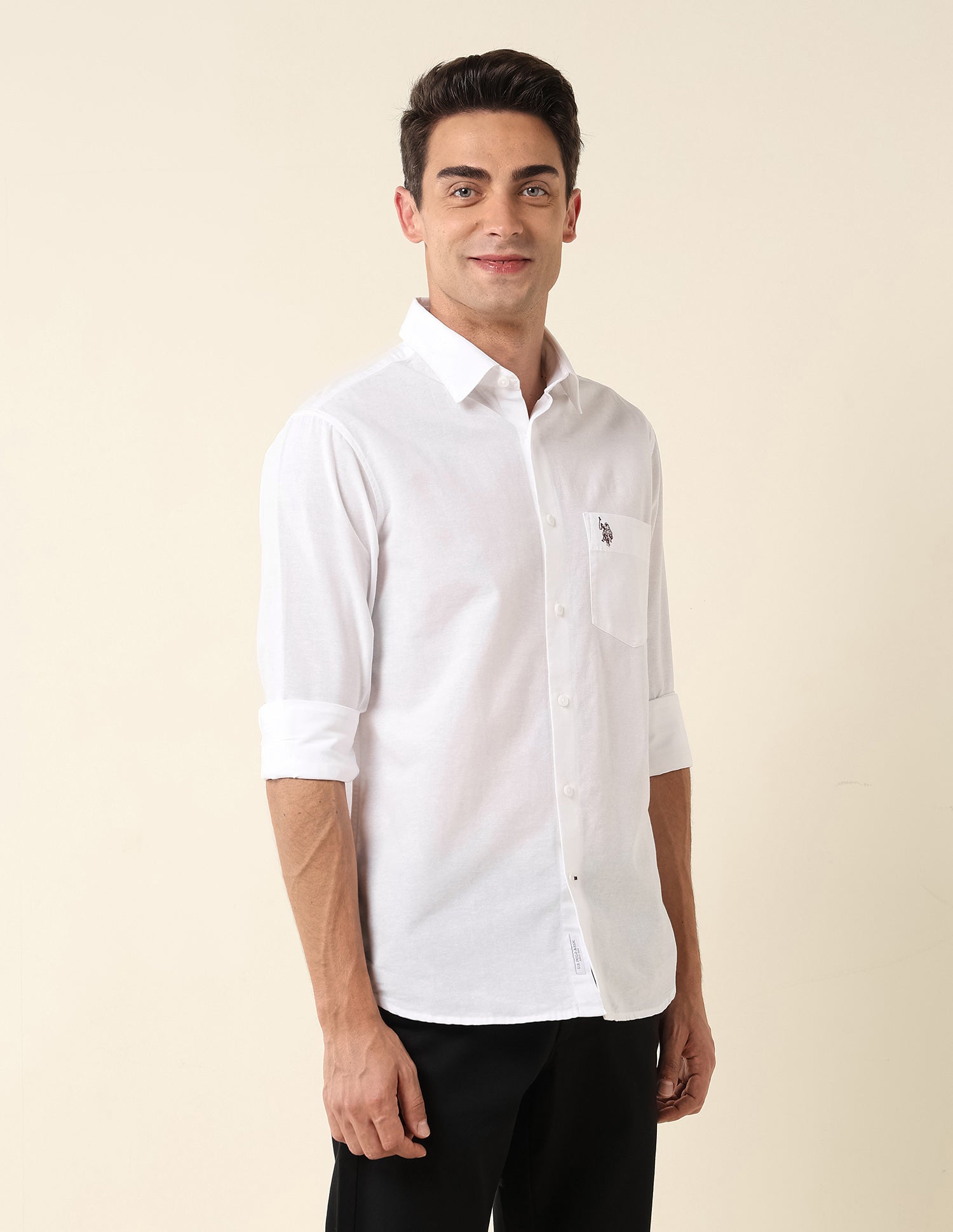 Pure Cotton Tailored Fit Shirt White - U.S. Polo Assn. India | Large
